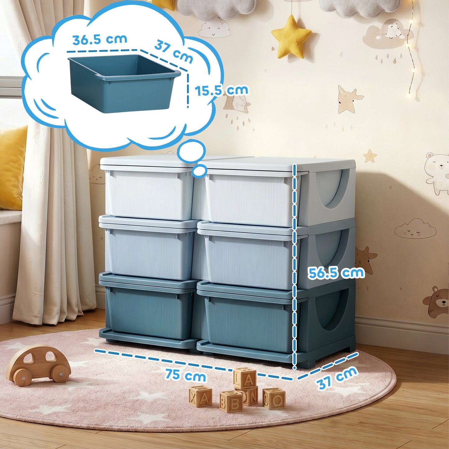 Kids Storage Unit, with Six Drawers