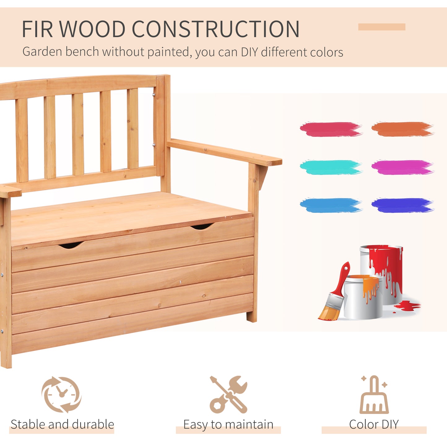 Two-Seater Garden Storage Bench