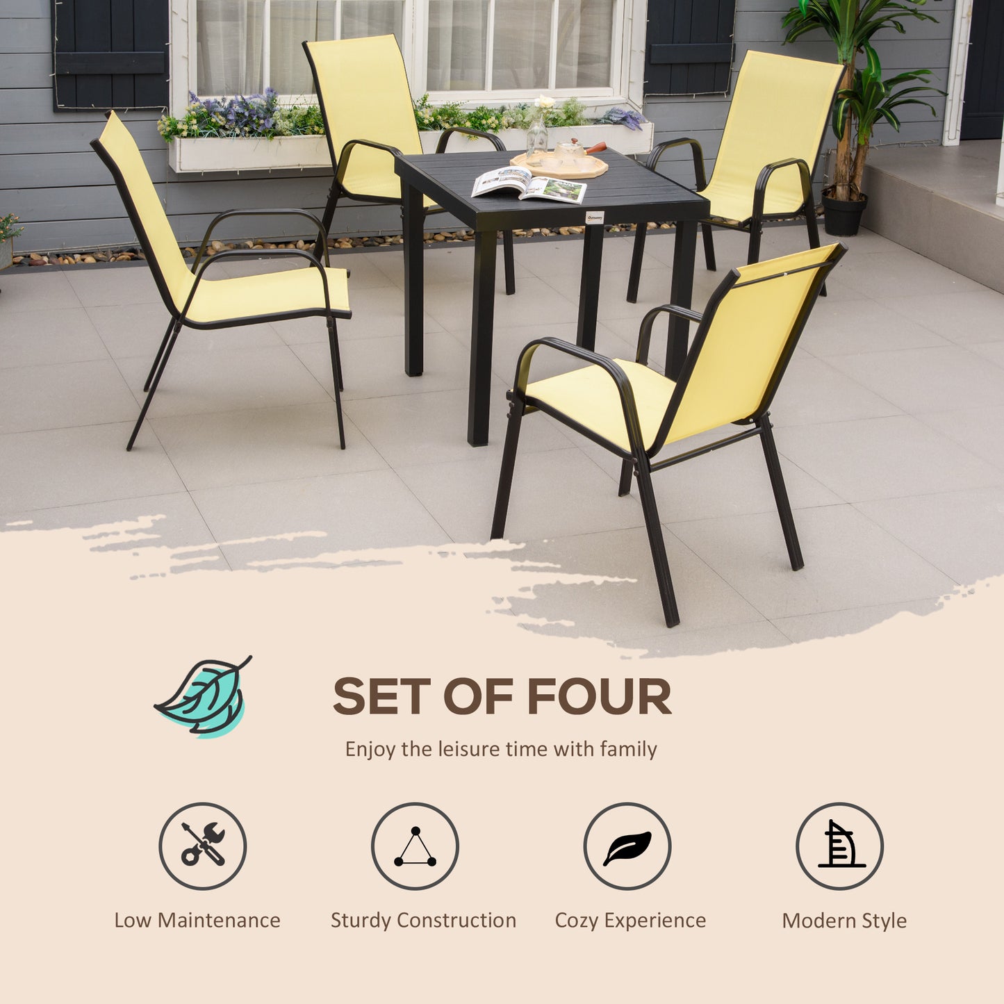 Set of Four Stackable Mesh Seat Chairs