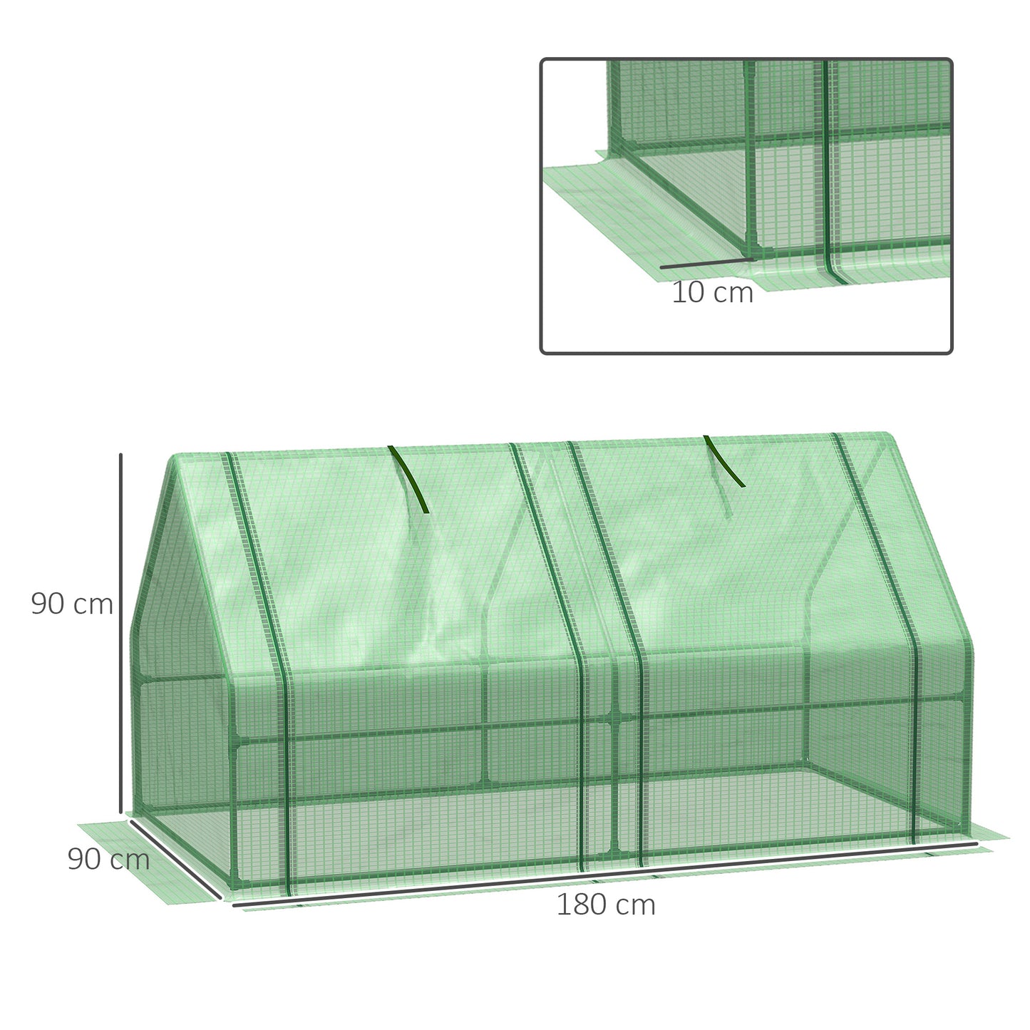 Mini Small Greenhouse with Steel Frame & PE Cover & Zippered Window