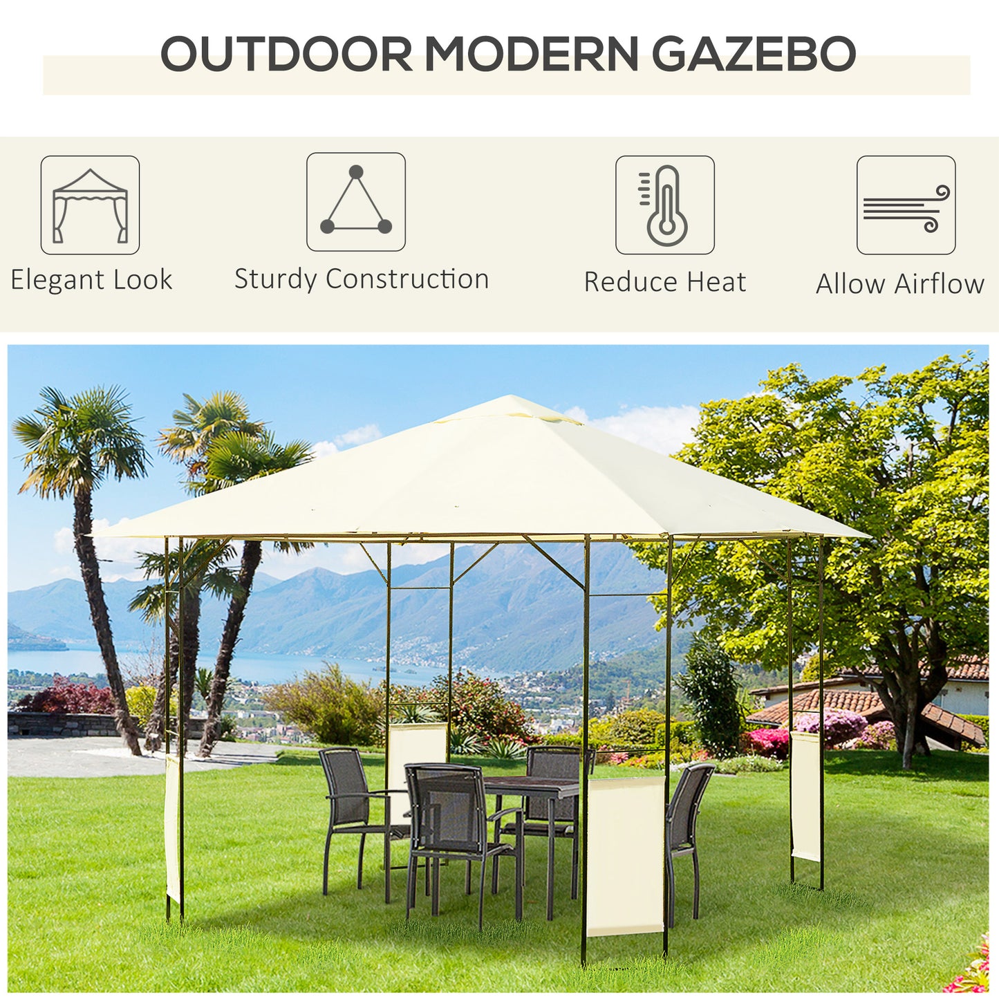 3 x 3 Meters Patio Garden Metal Gazebo Marquee Steel Frame