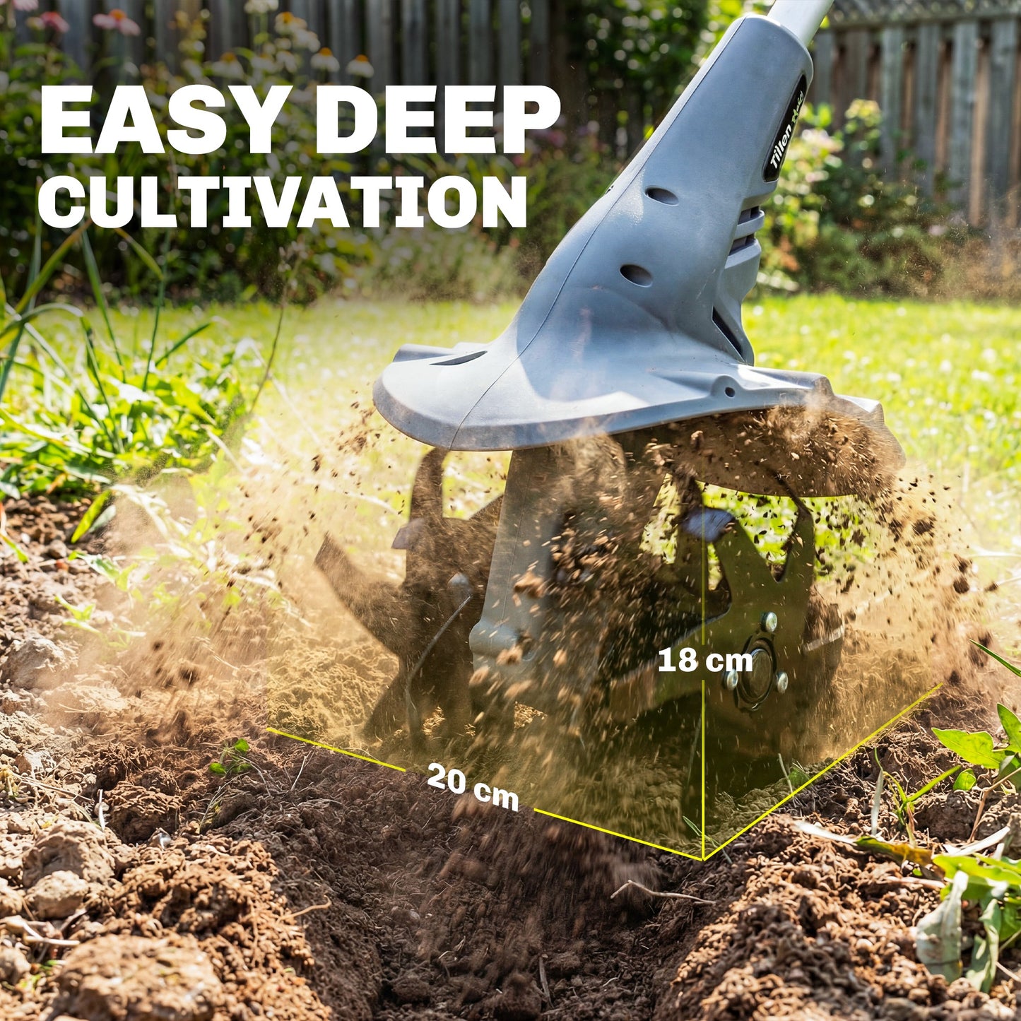 Cordless Tiller, 18V Electric Garden Rotavator