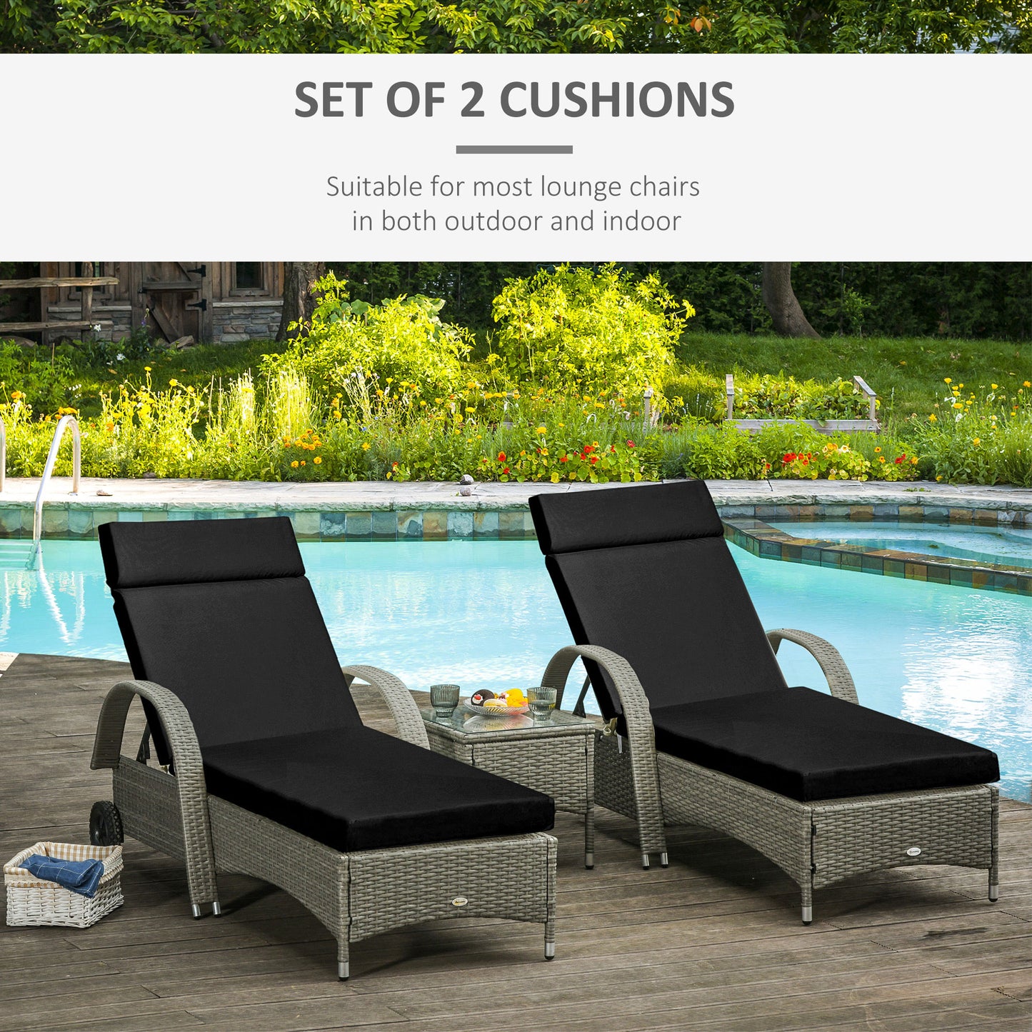 Set of 2 Sun Lounger Cushions