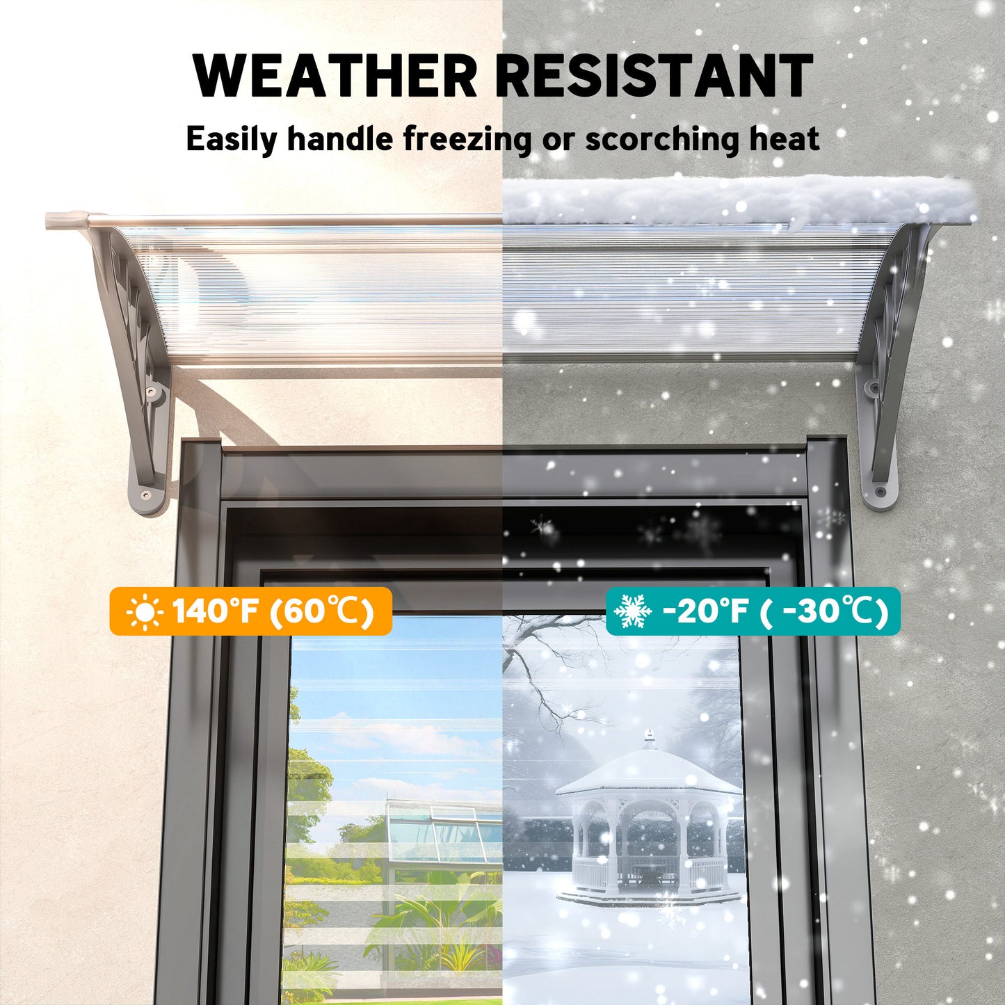Front Door Canopy Outdoor Awning Aluminium Rigid Plastic (2)