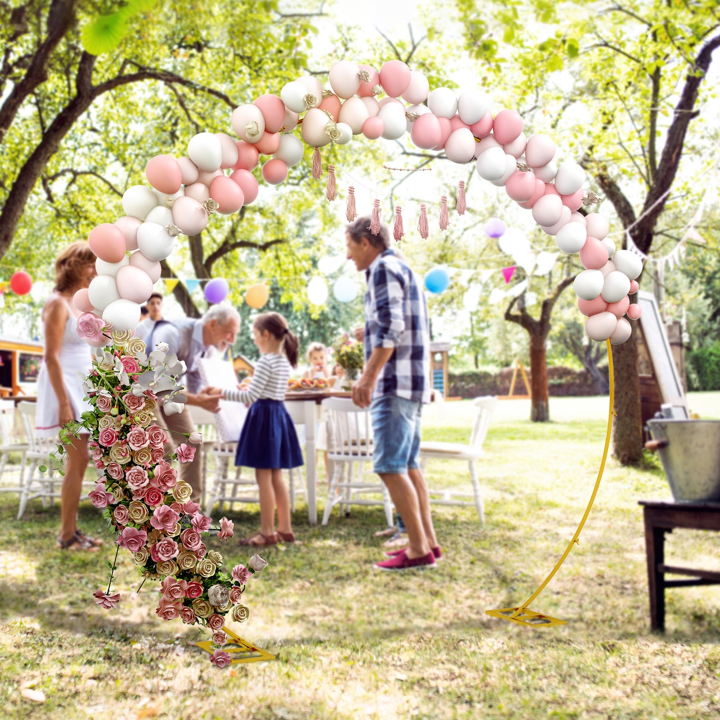 280cm Gold Backdrop Stand, Round Metal Wedding Arch