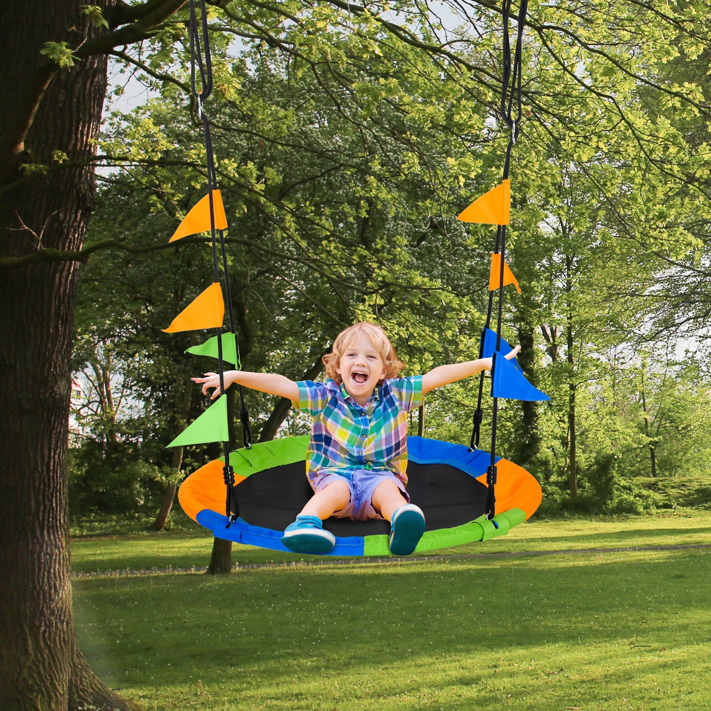 Kid Nest Swing Seat Saucer Tree Swing 40 Inch/100cm Adjustable Rope