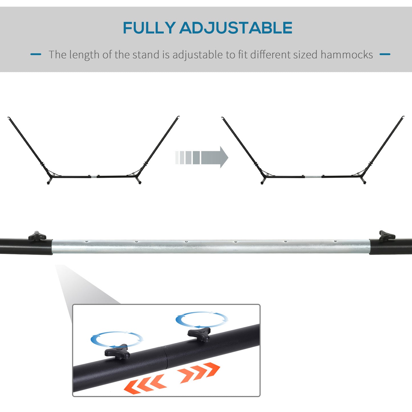 3.1–3.8m Adjustable Universal Hammock Stand Metal Frame Garden