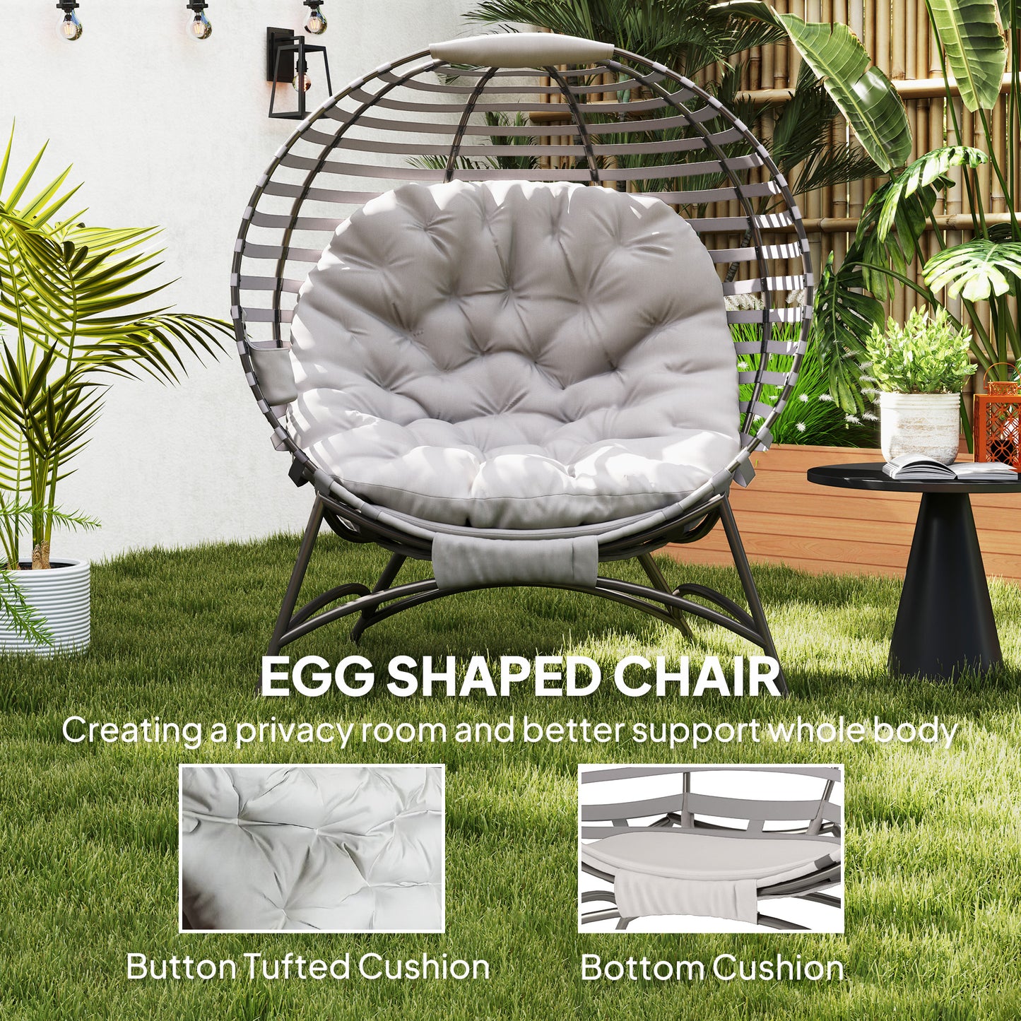 Egg Chair with Cushion & Side Pocket