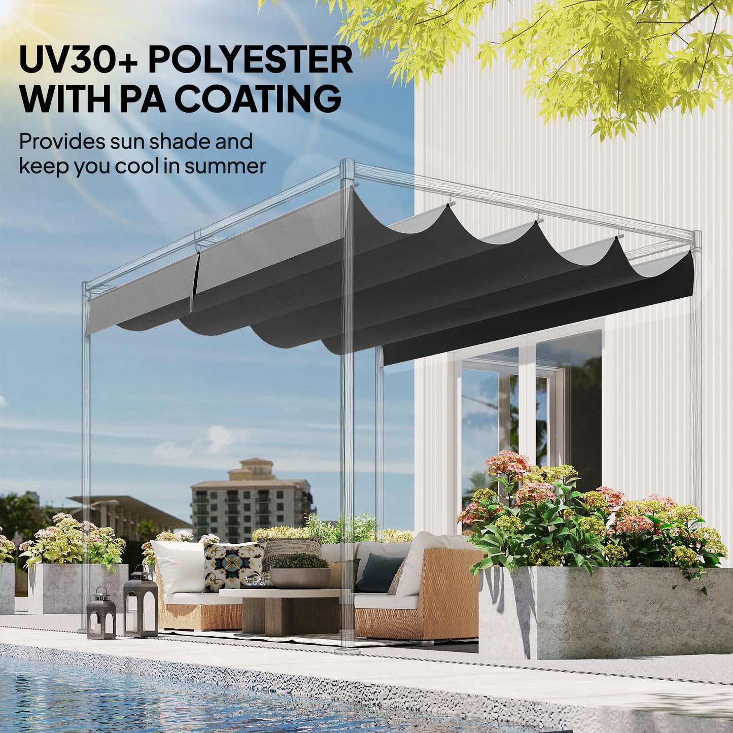Retractable Pergola Canopy Only, 3.92 x 3.5 m