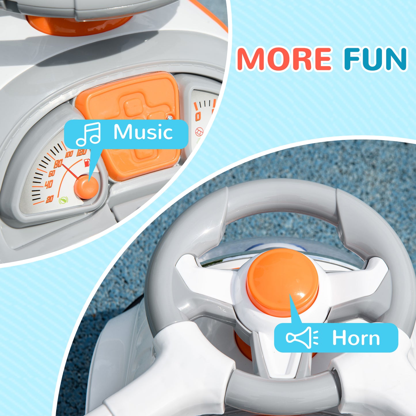 3 in 1 Ride on Push Car, Cartoon Robot Theme Foot to Floor Slider