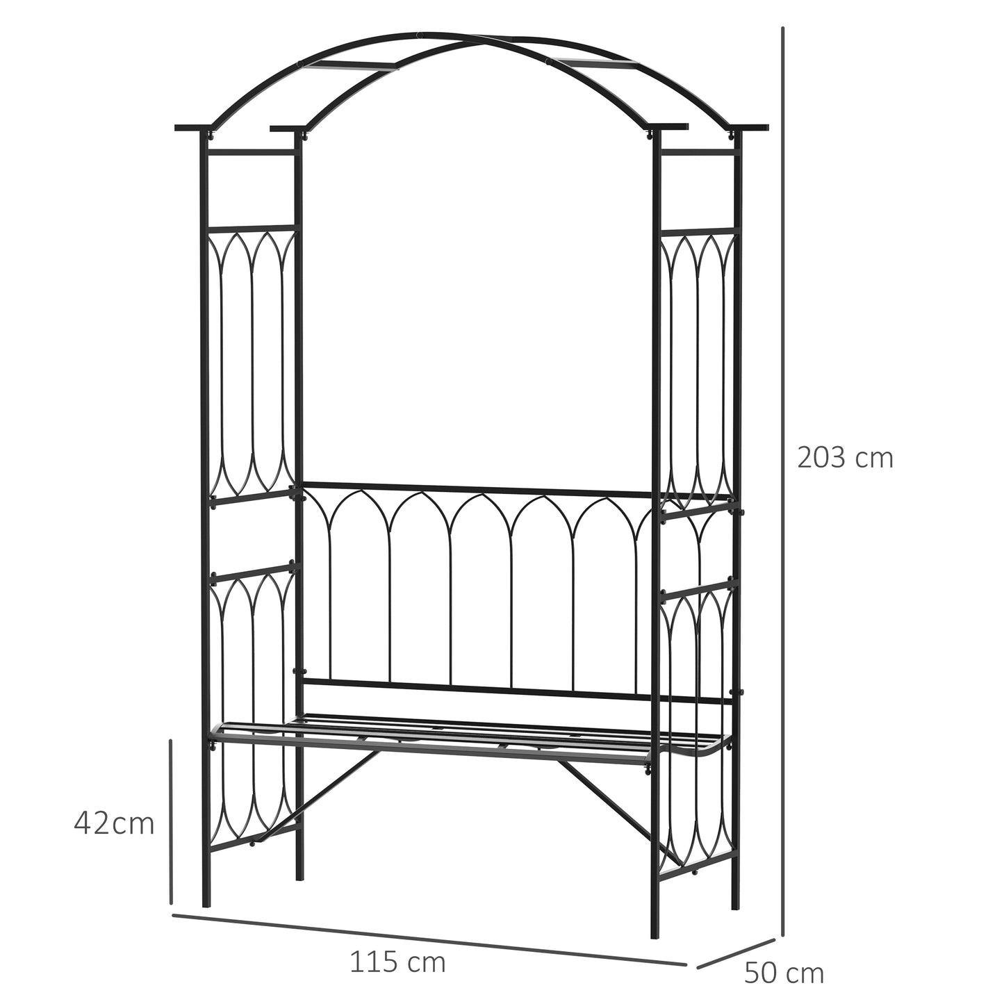 Garden Metal Frame Bench W/Arch for Various Climbing Plant