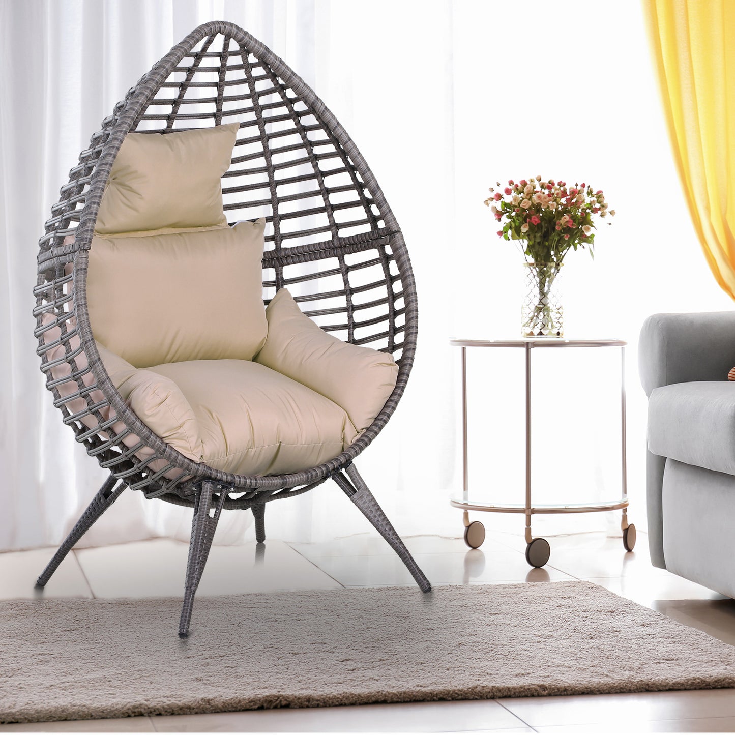 Garden Egg Chair, Teardrop Outdoor PE Rattan Chair