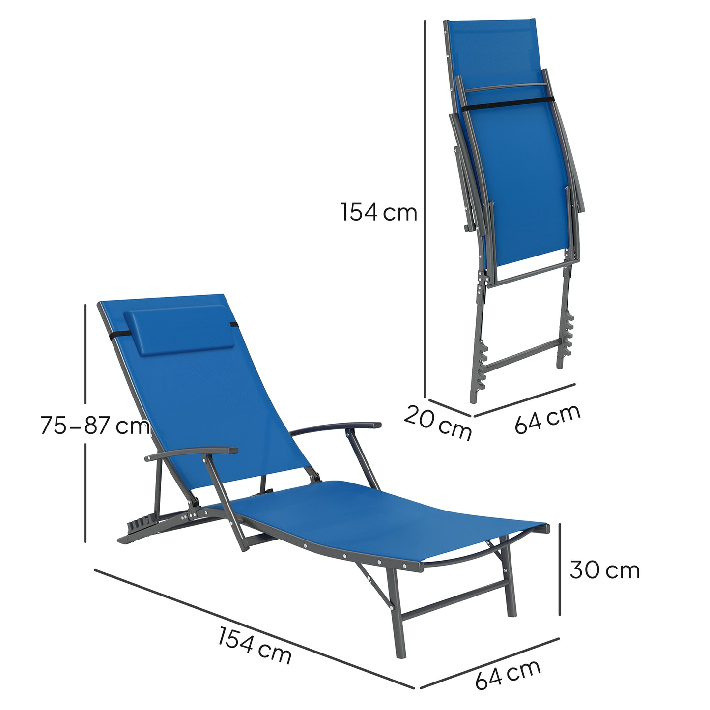 Set of Two Adjustable Back Sun Loungers