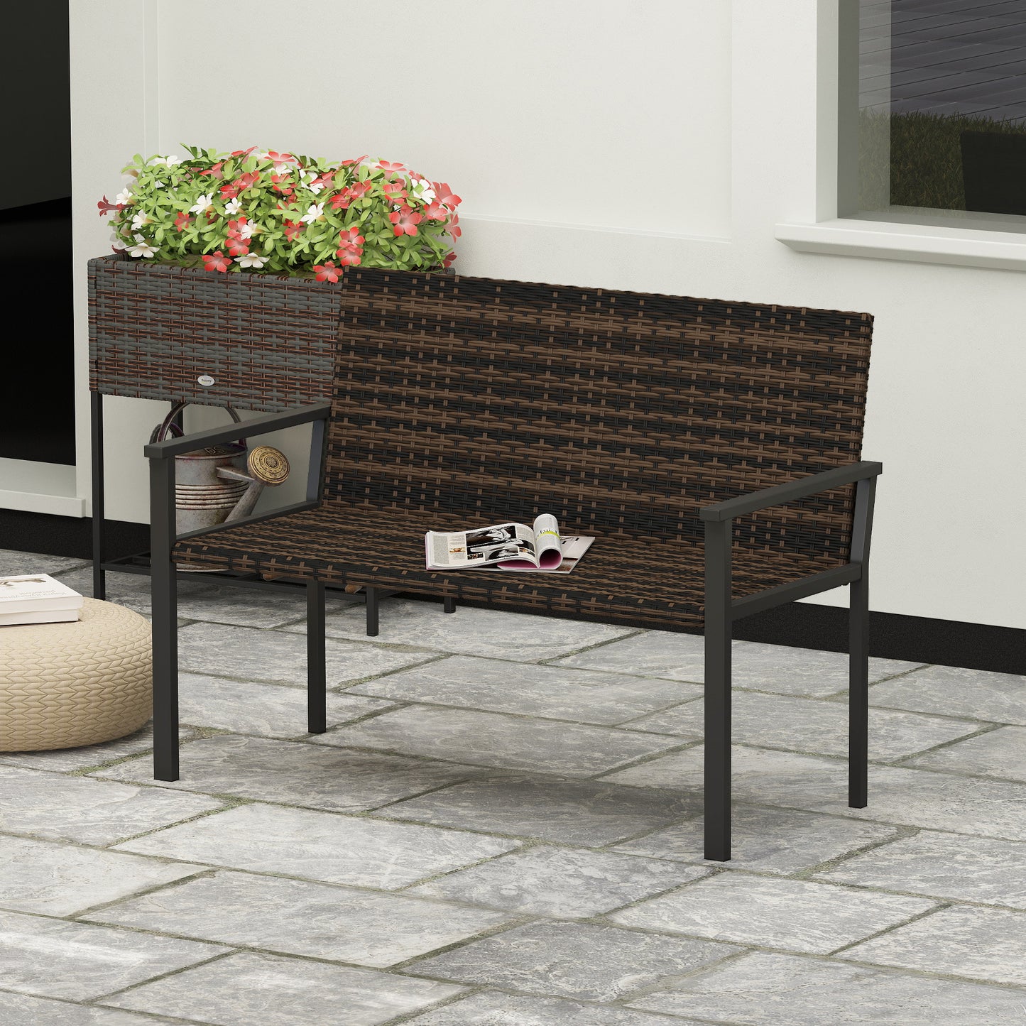 2 Seater Rattan Garden Bench