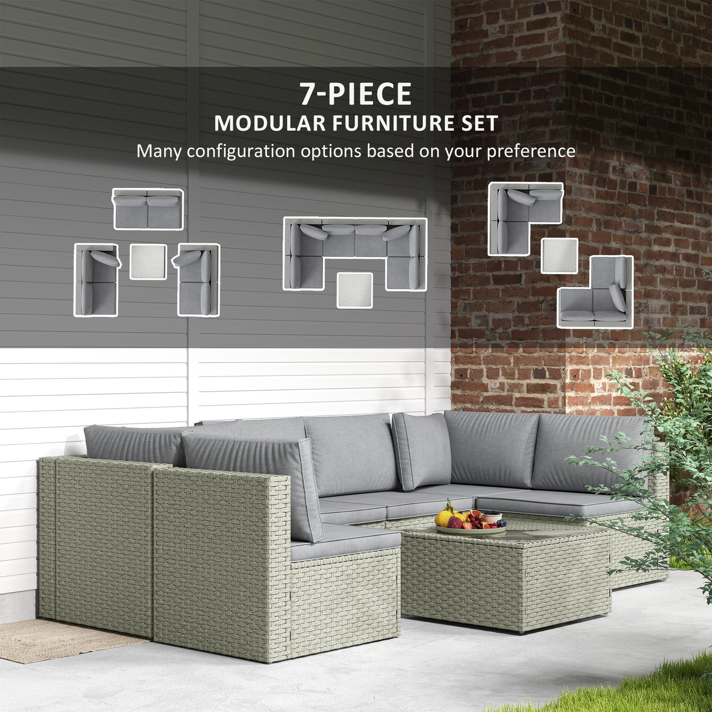 Seven-Piece Modular Rattan Set