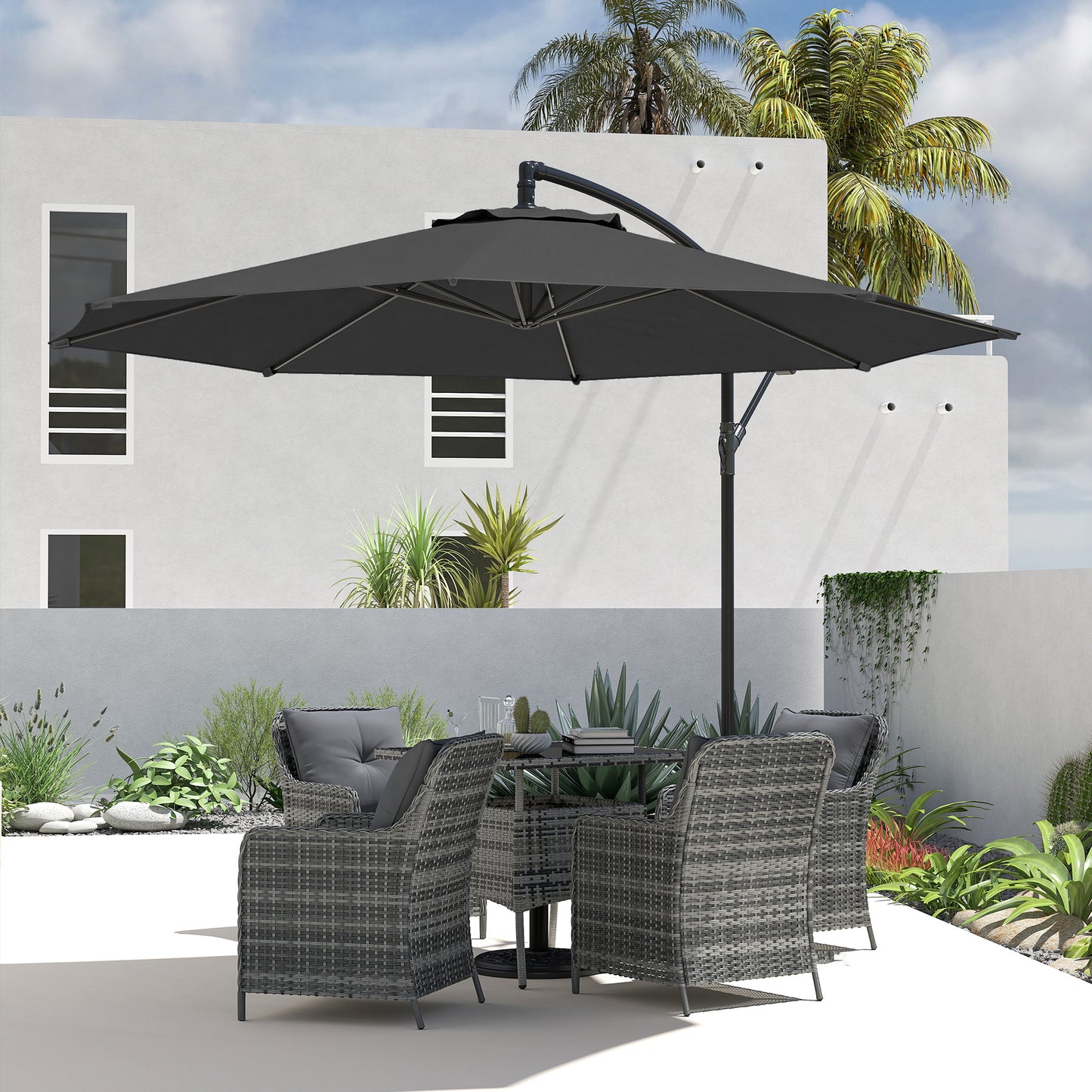 3 m Overhanging Cantilever Parasol, with Cross Base
