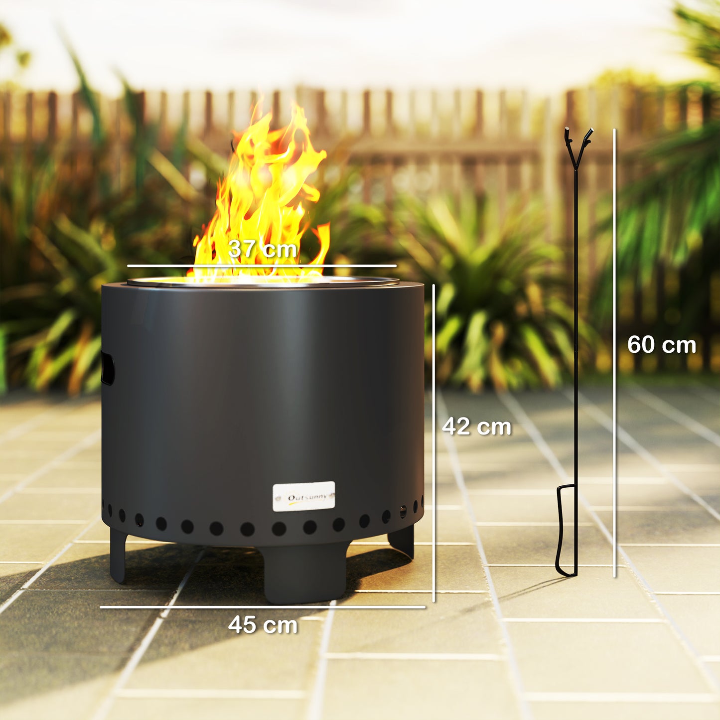 Smokeless Steel Fire Pit, with Poker
