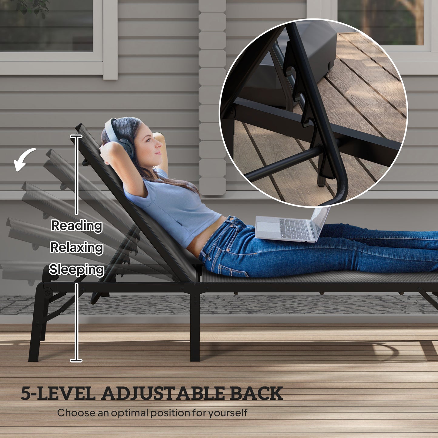 Folding Sun Lounger Set of 2