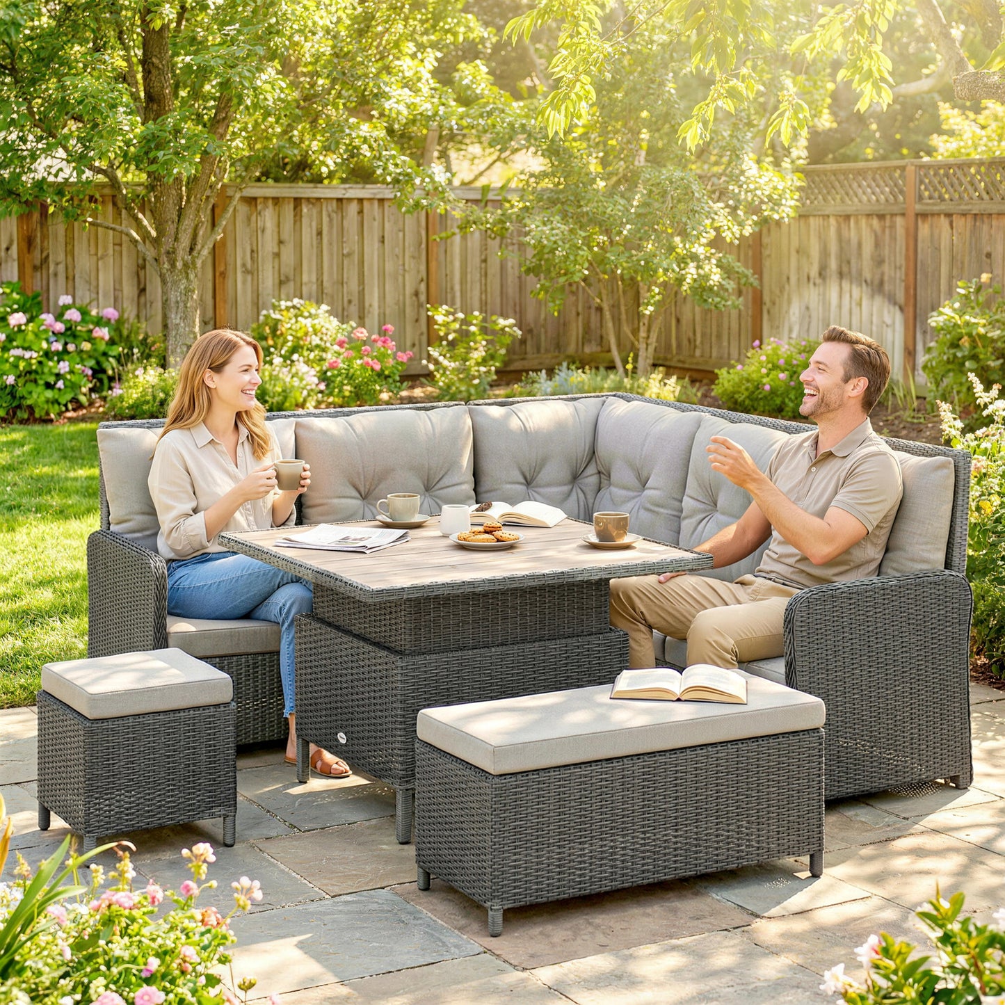 6 Pieces Outdoor PE Rattan Garden Furniture (1)