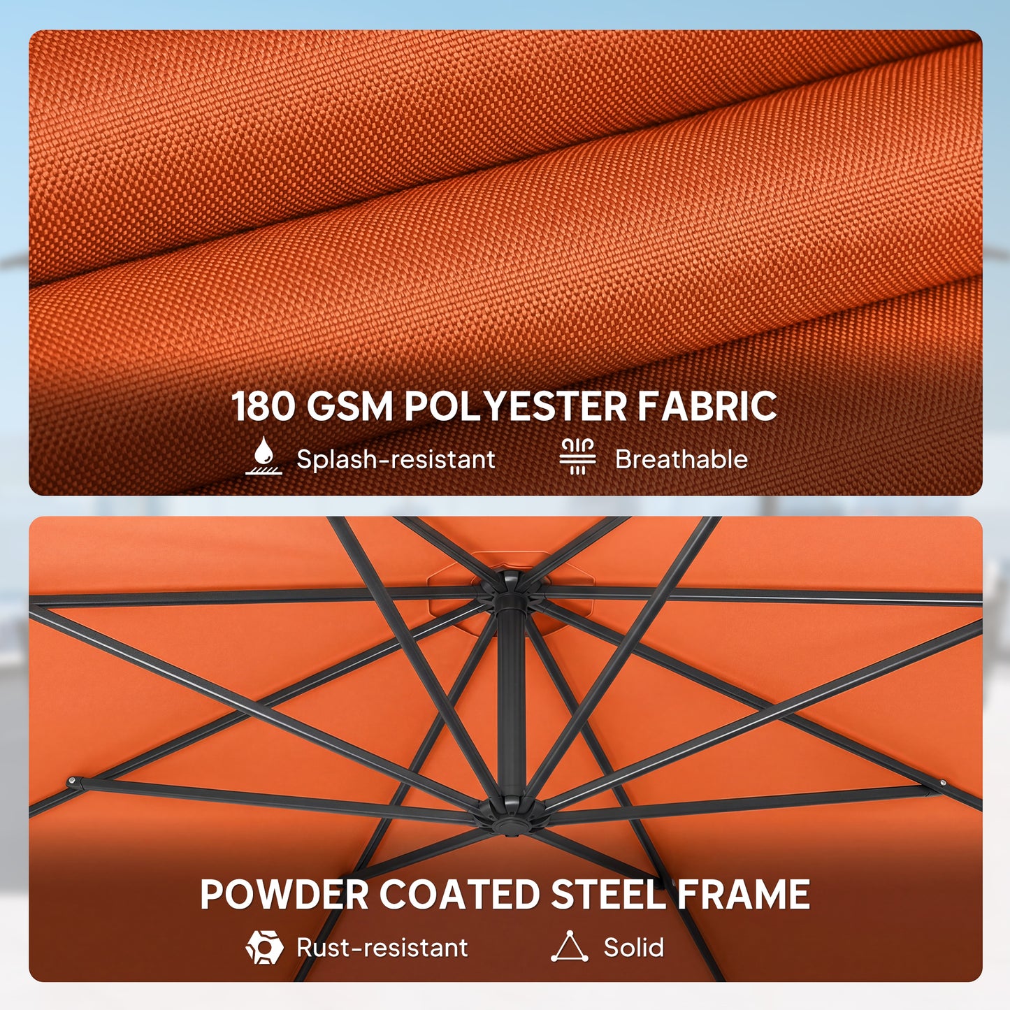 3 m Overhanging Cantilever Parasol, with Cross Base
