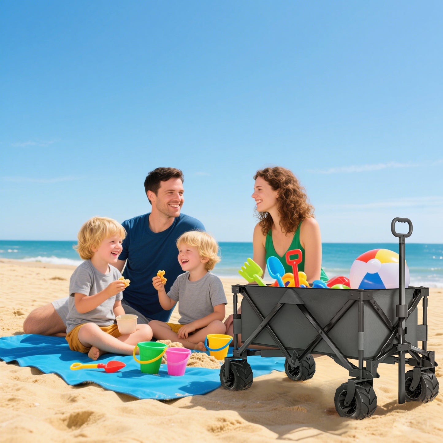 Outdoor Pull Along Cart Folding Cargo Wagon Trailer Trolley