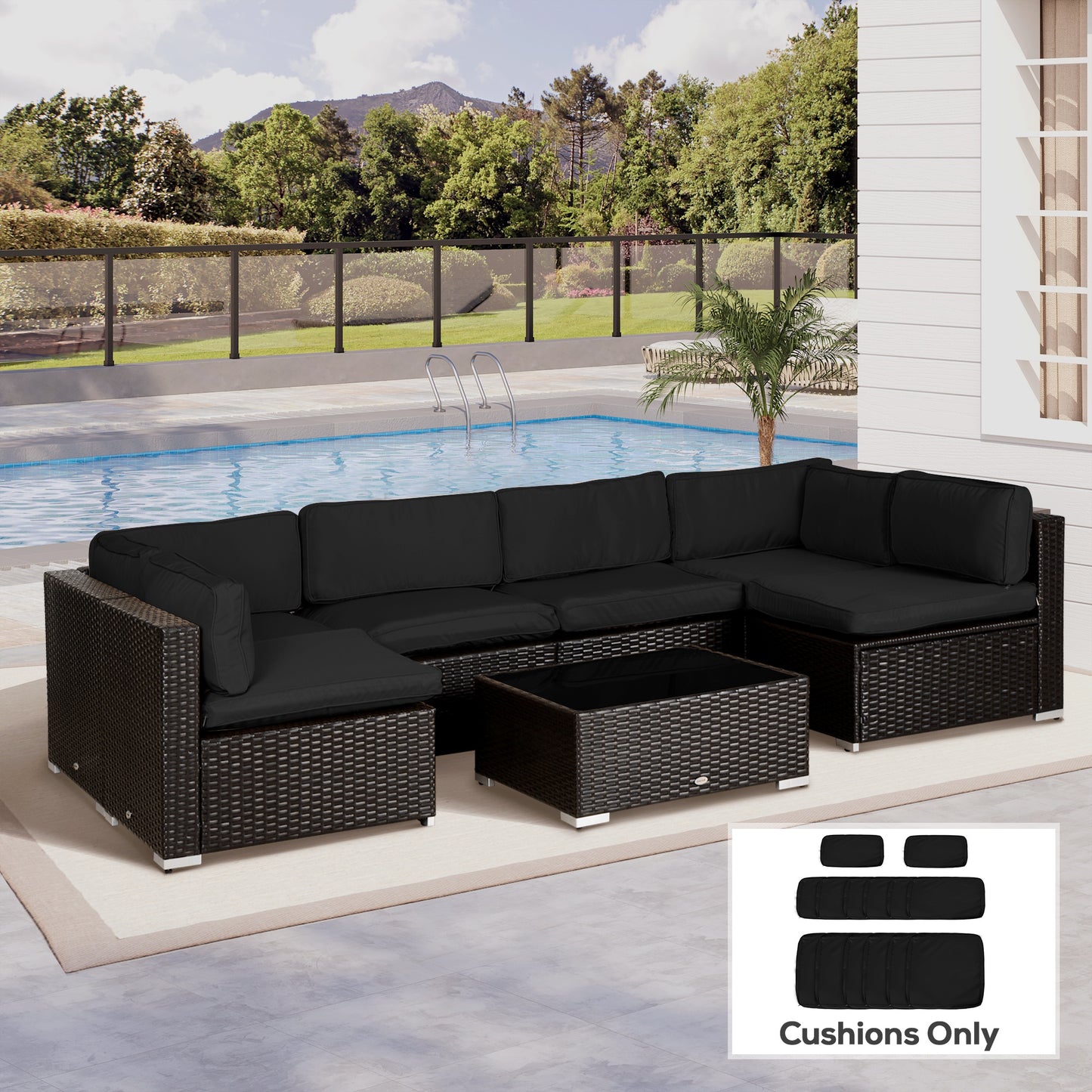 Garden Rattan Sofa Cushion Polyester Cover Replacement Outdoor- No (1)