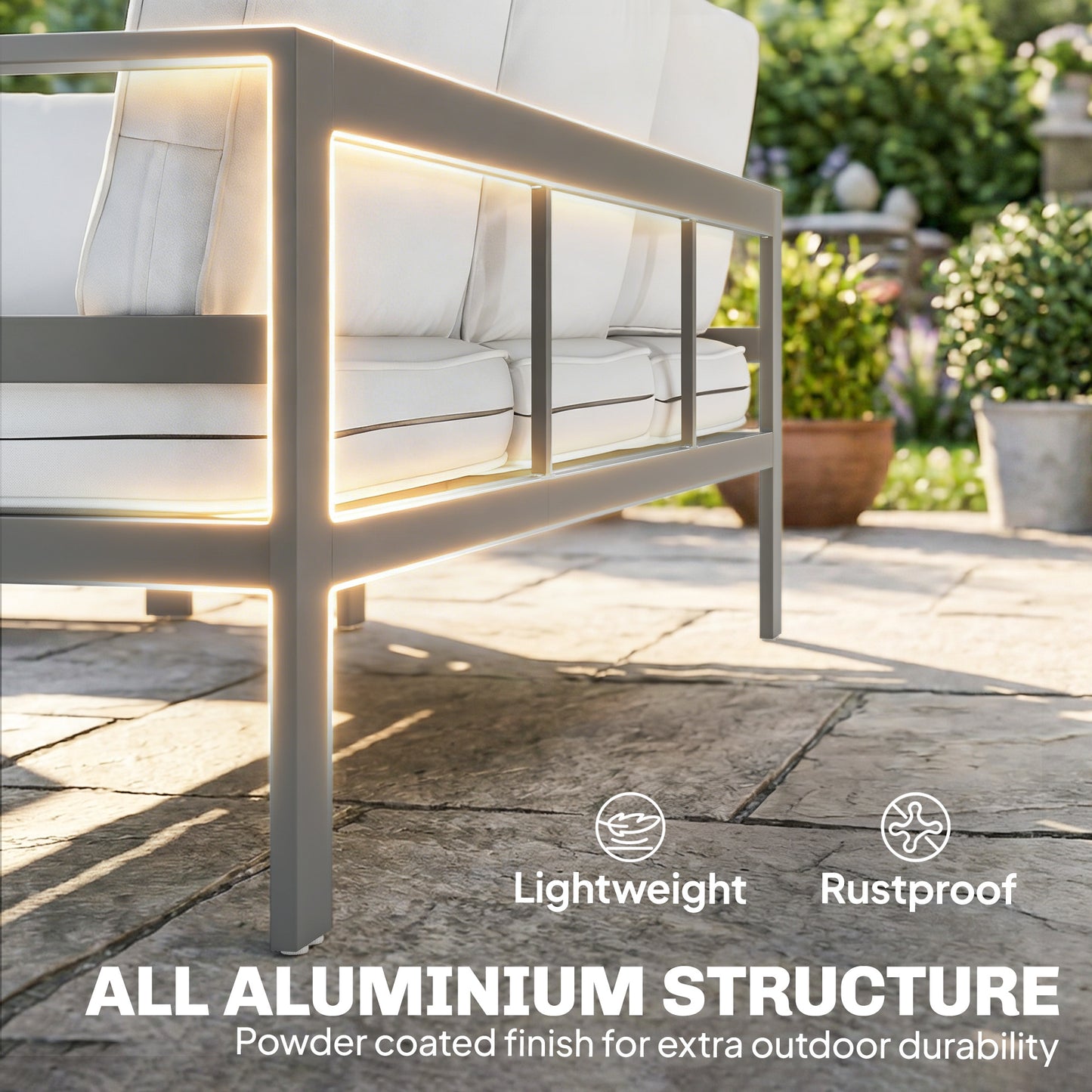 5 Pieces Aluminium Garden Furniture Set with Olefin Cushions