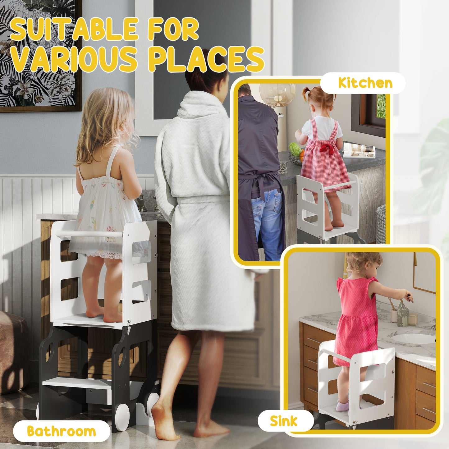 Toddler Step Stool, 4 in 1 Standing Tower
