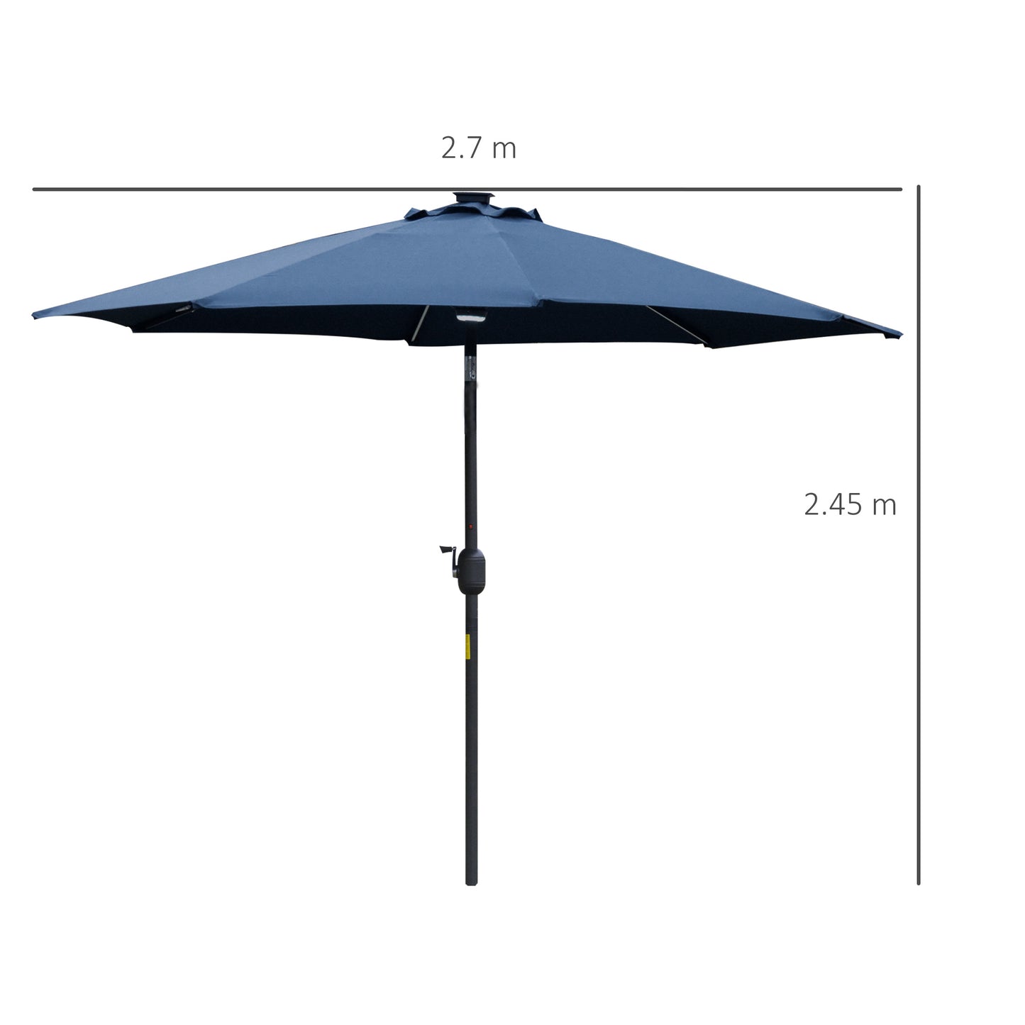 2.7m Garden Parasol Sun Umbrella w/ LED Solar Light Angled Canopy