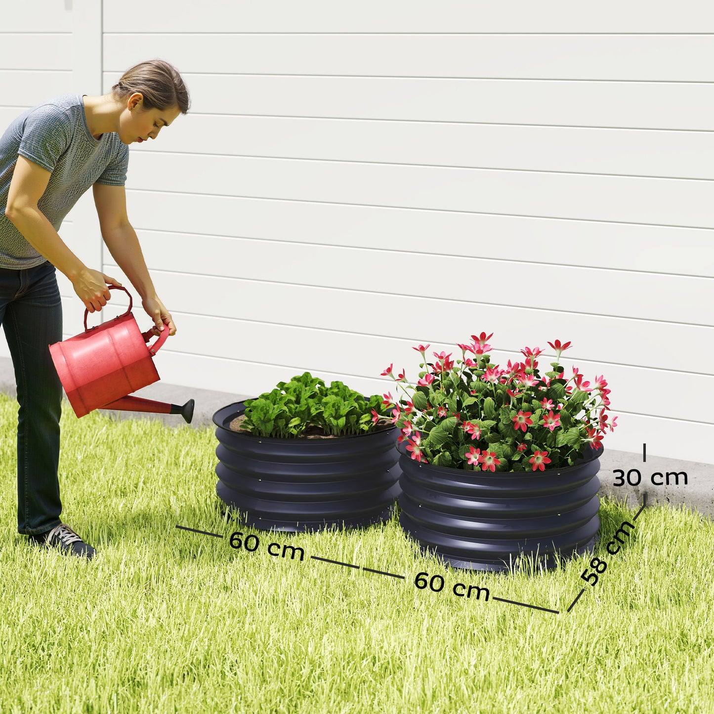 Set of 2 Raised Garden Bed, Metal Planter Box with Safety Edging