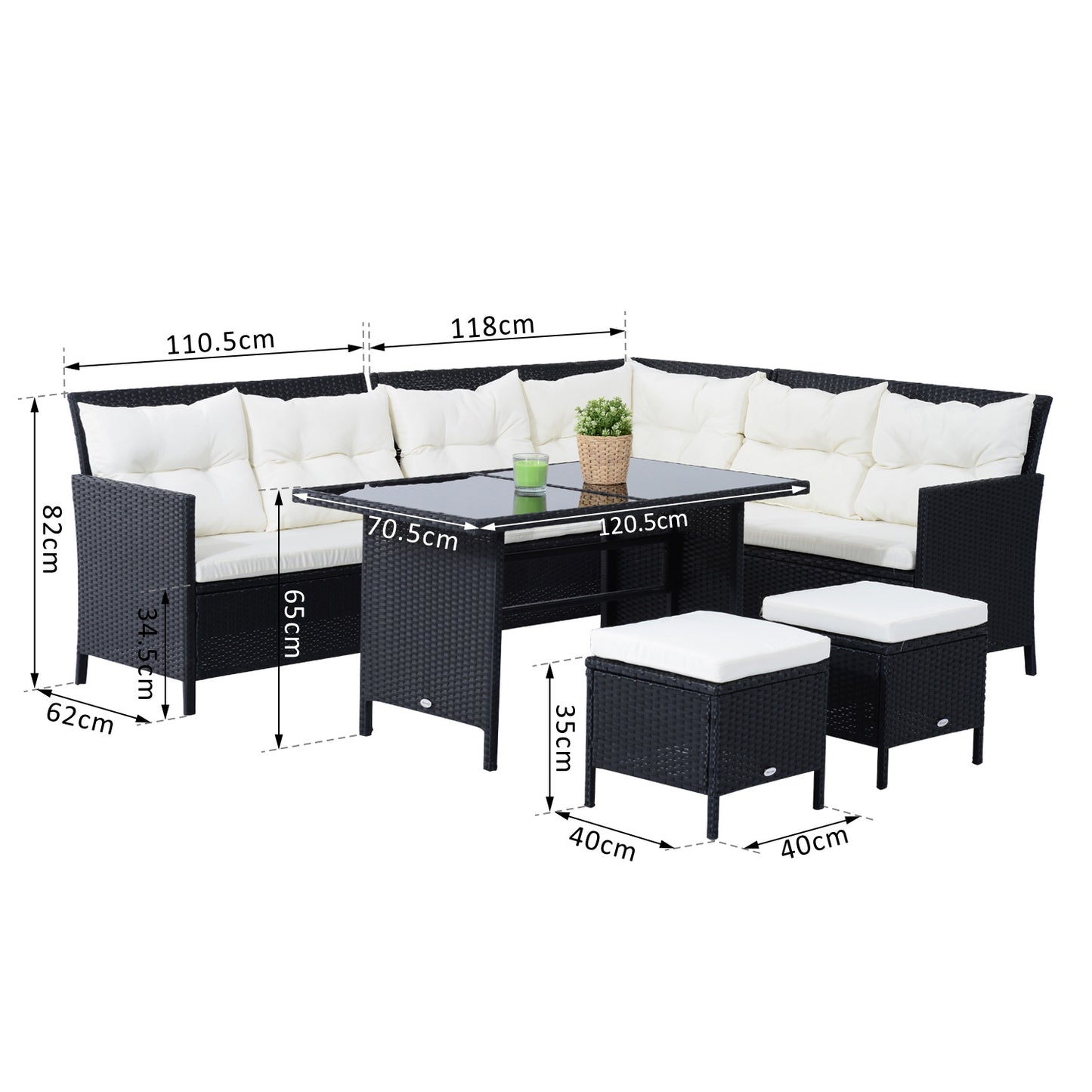8-Seater Garden Rattan Furniture Rattan Corner Dining Sofa Set