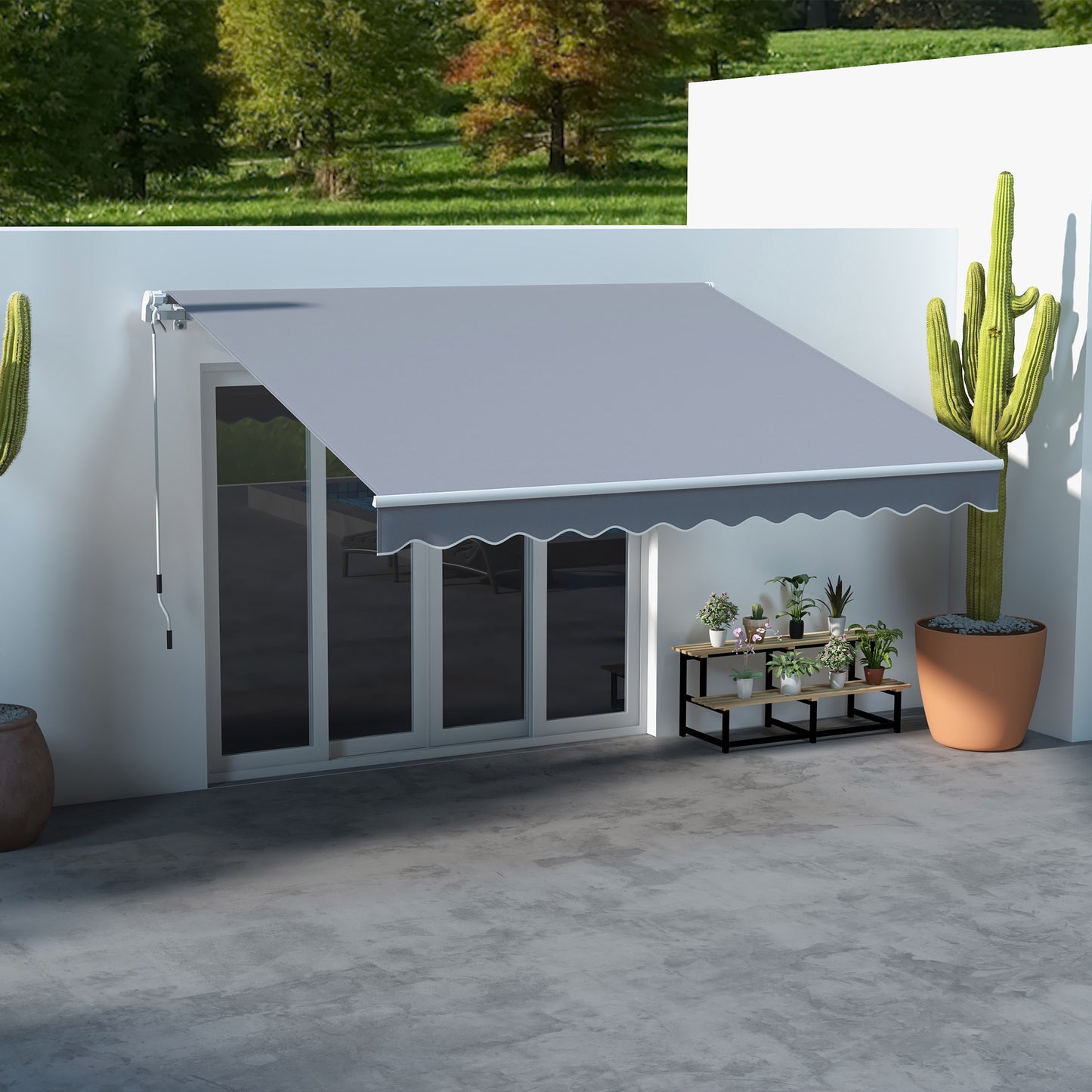 3 x 2.5m Manual Awning Canopy Sun Shade Shelter Retractable for Garden