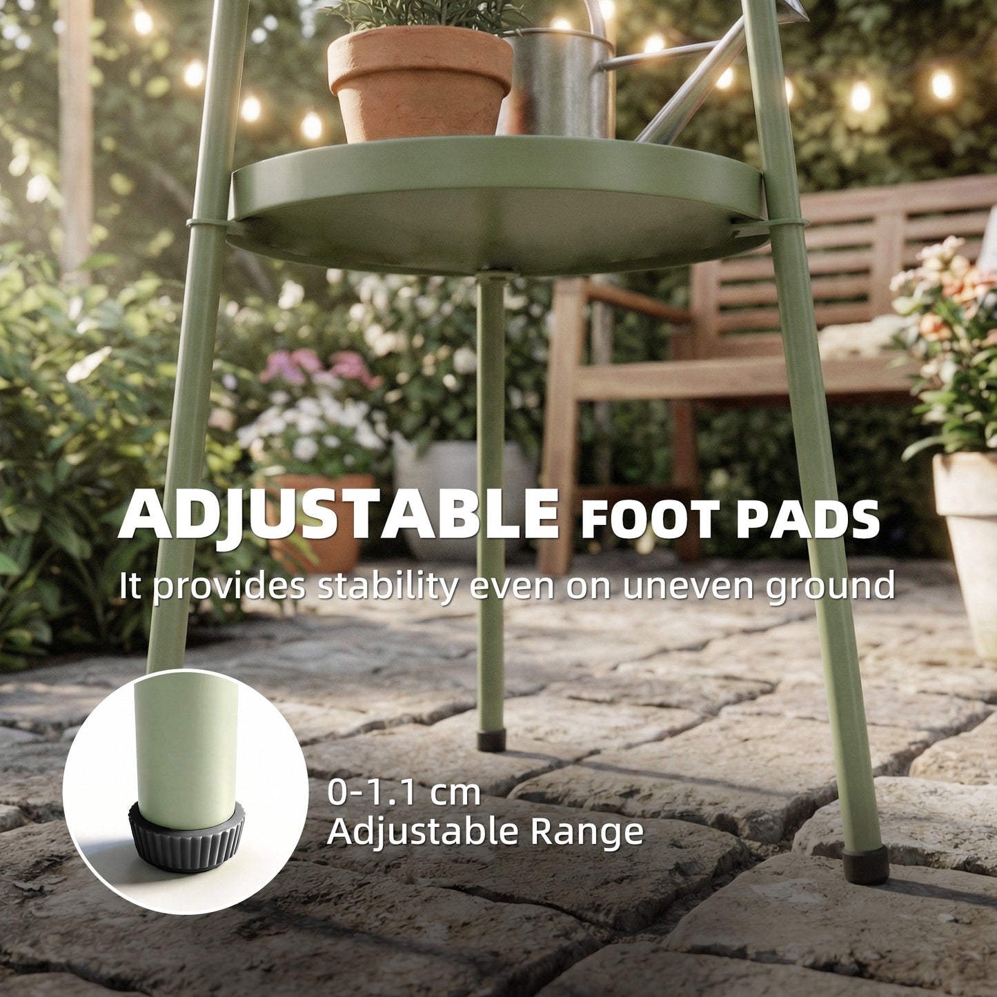 Patio Side Table, 2-Tier Round Coffee End Table
