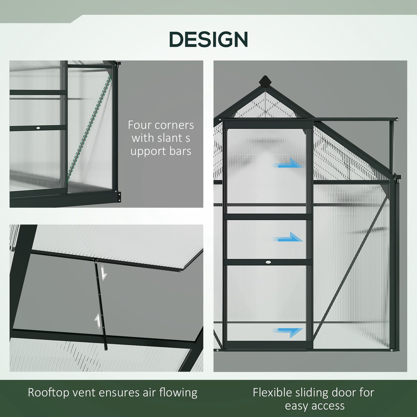 6 x 10ft Polycarbonate Greenhouse