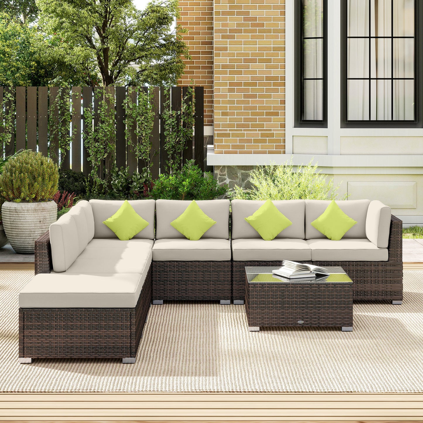 8 Piece Rattan Corner Sofa Set with Wide & Deep Seat