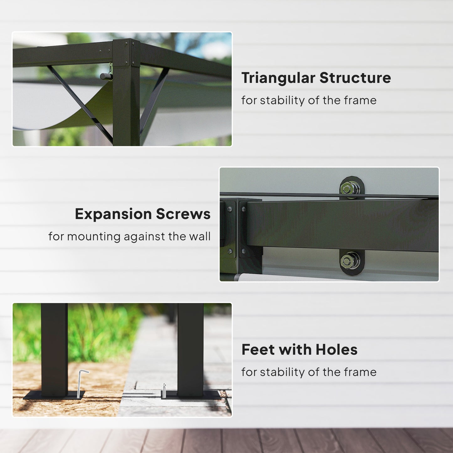 3 x 3 m Pergola, with Sliding Canopy