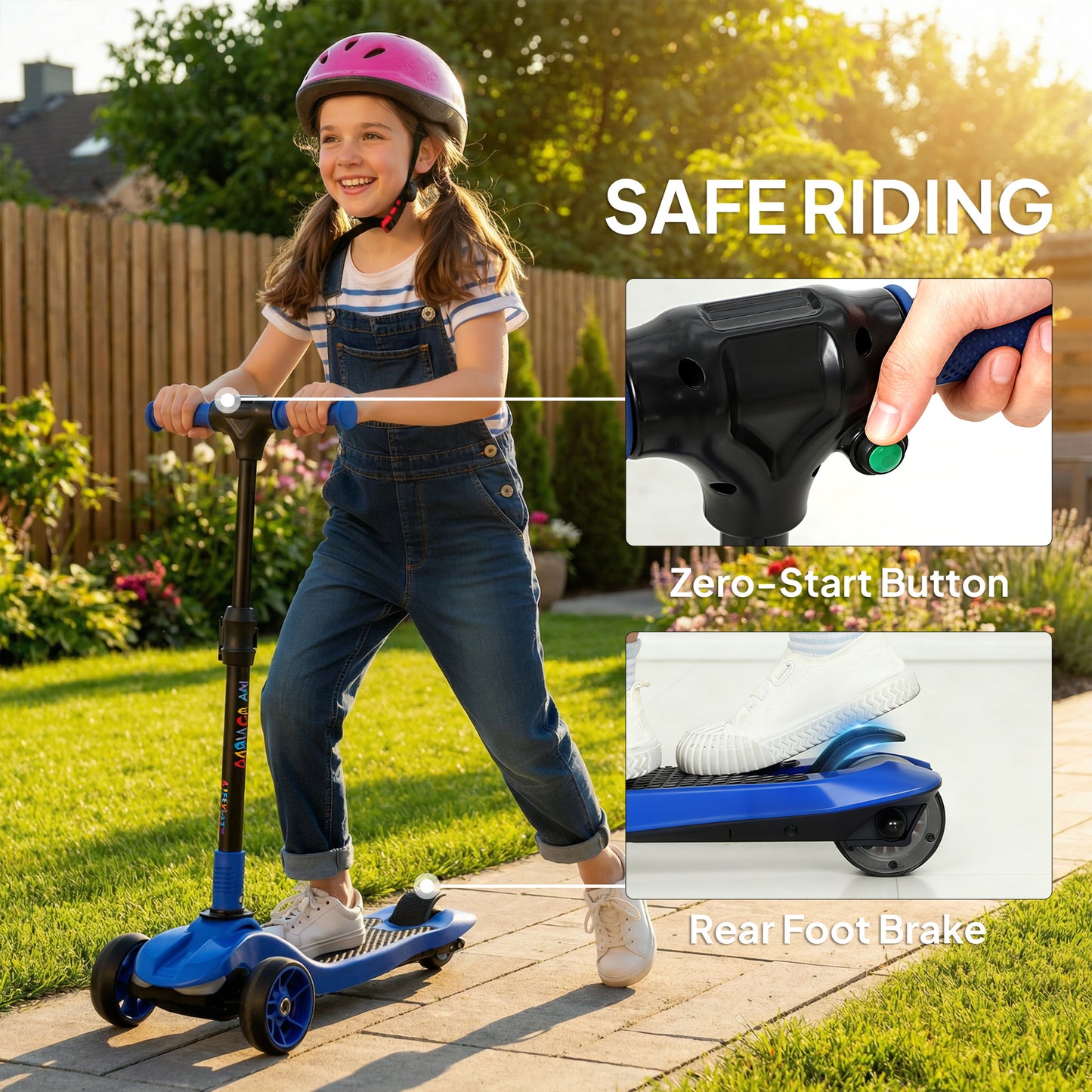 Three-Wheel Foldable Electric Scooter for Kids Aged 6-10 Years