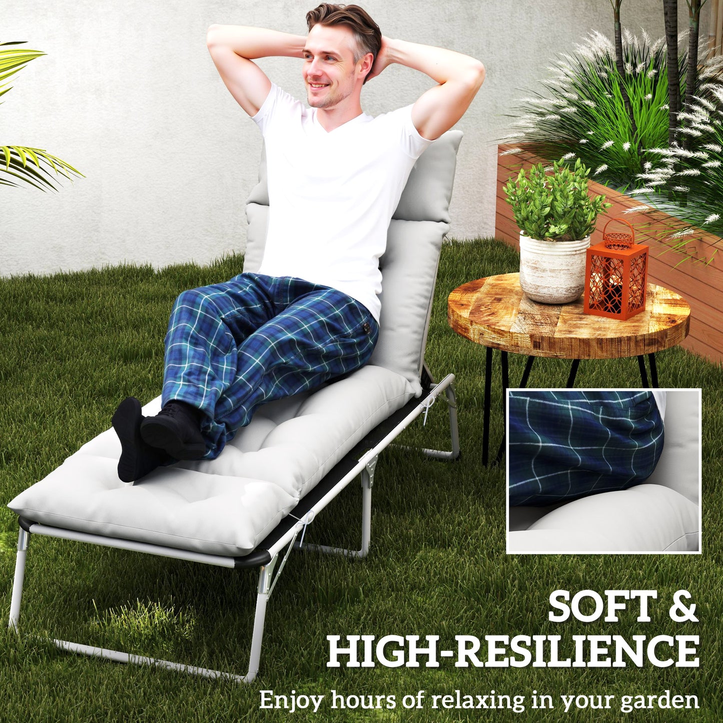 Sun Lounger Cushions Only, 190 x 56 x 10 cm Garden Lounge Chair