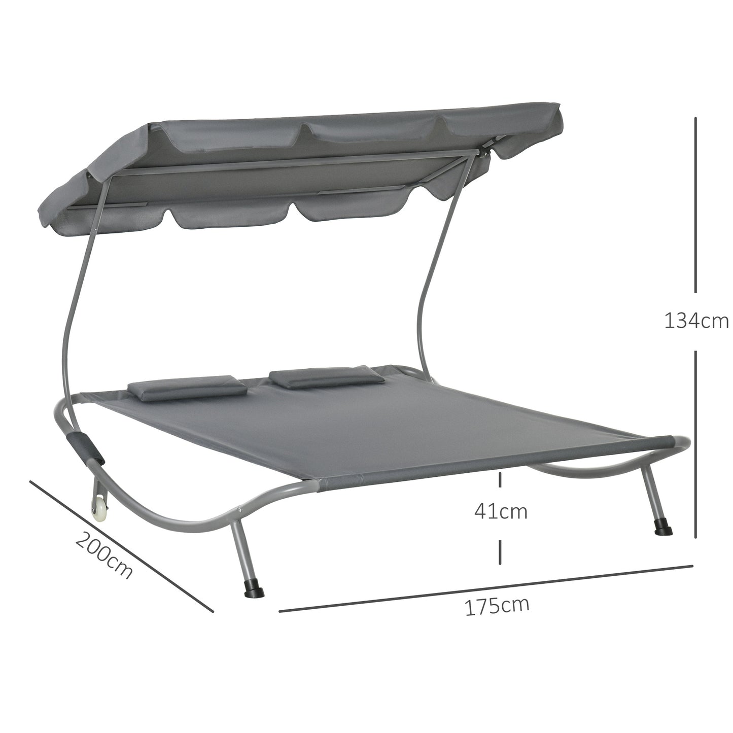 Double Sun Lounger with Adjustable Detachable Canopy