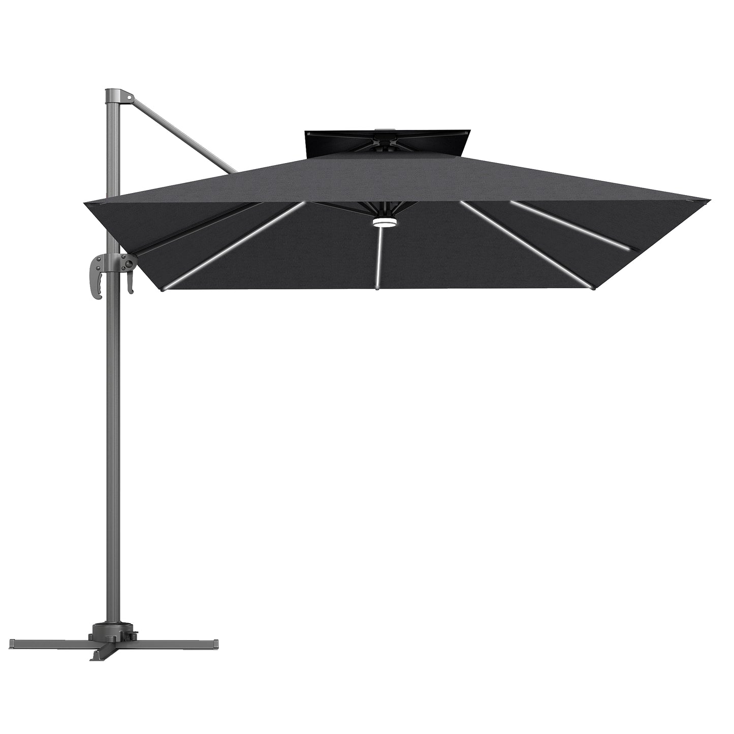 2.5m Cantilever Parasol with Solar Powered LED Lights, 360° Rotation