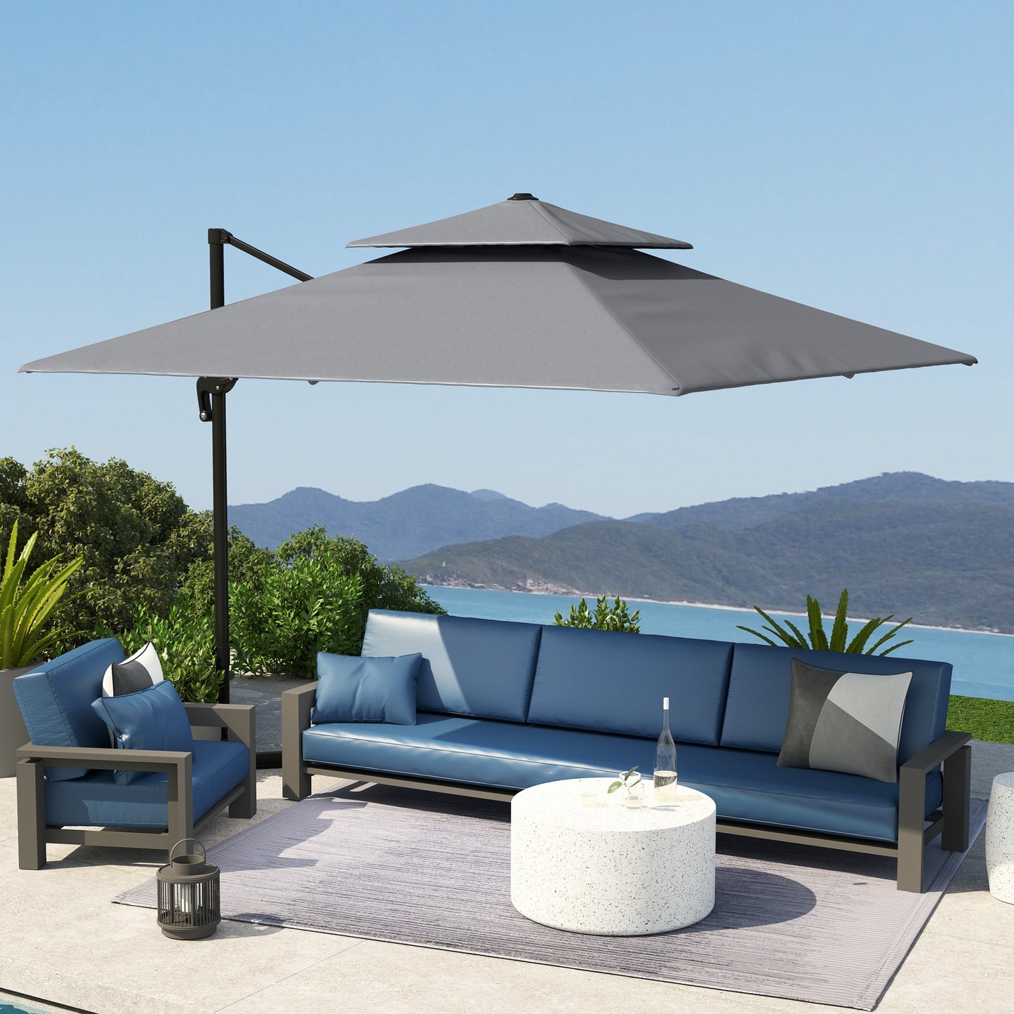 3 x 3(m) Cantilever Parasol with Aluminium Frame, Crank and Tilt