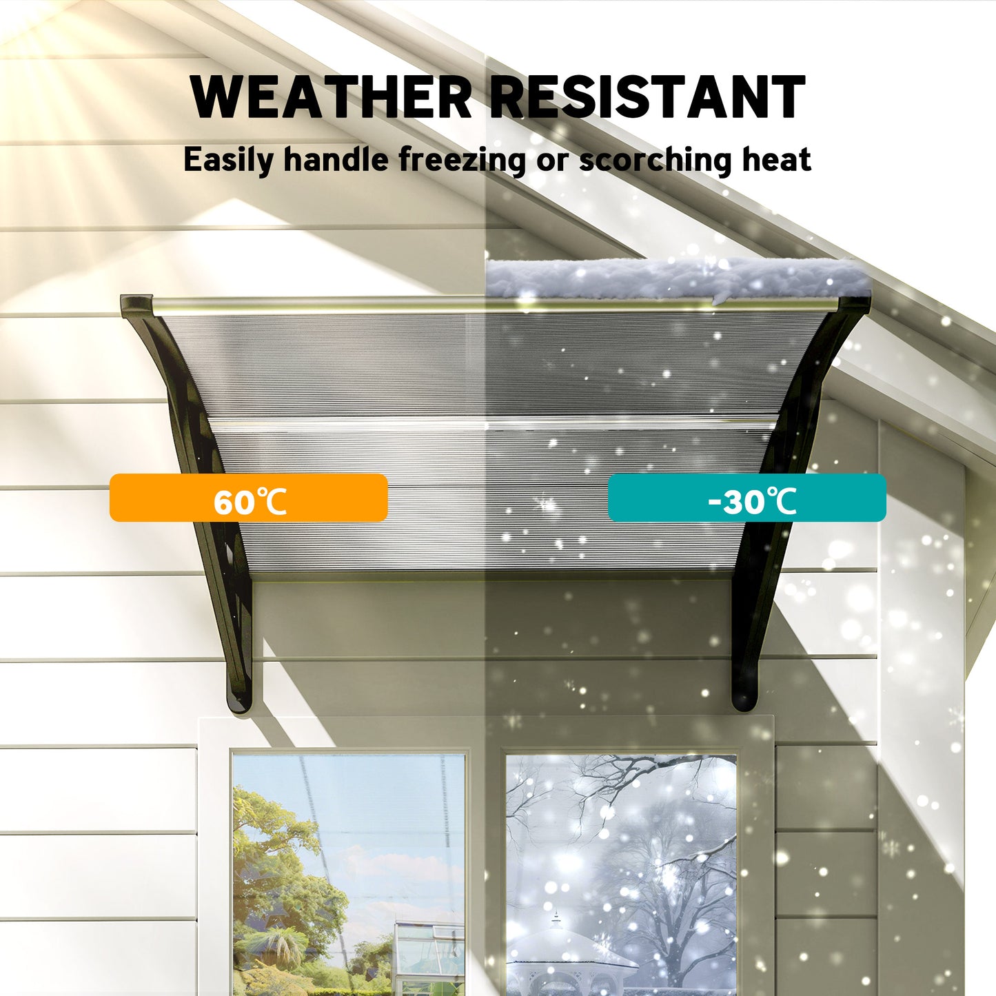 Front Door Canopy, Outdoor Awning, Rain Shelter for Window
