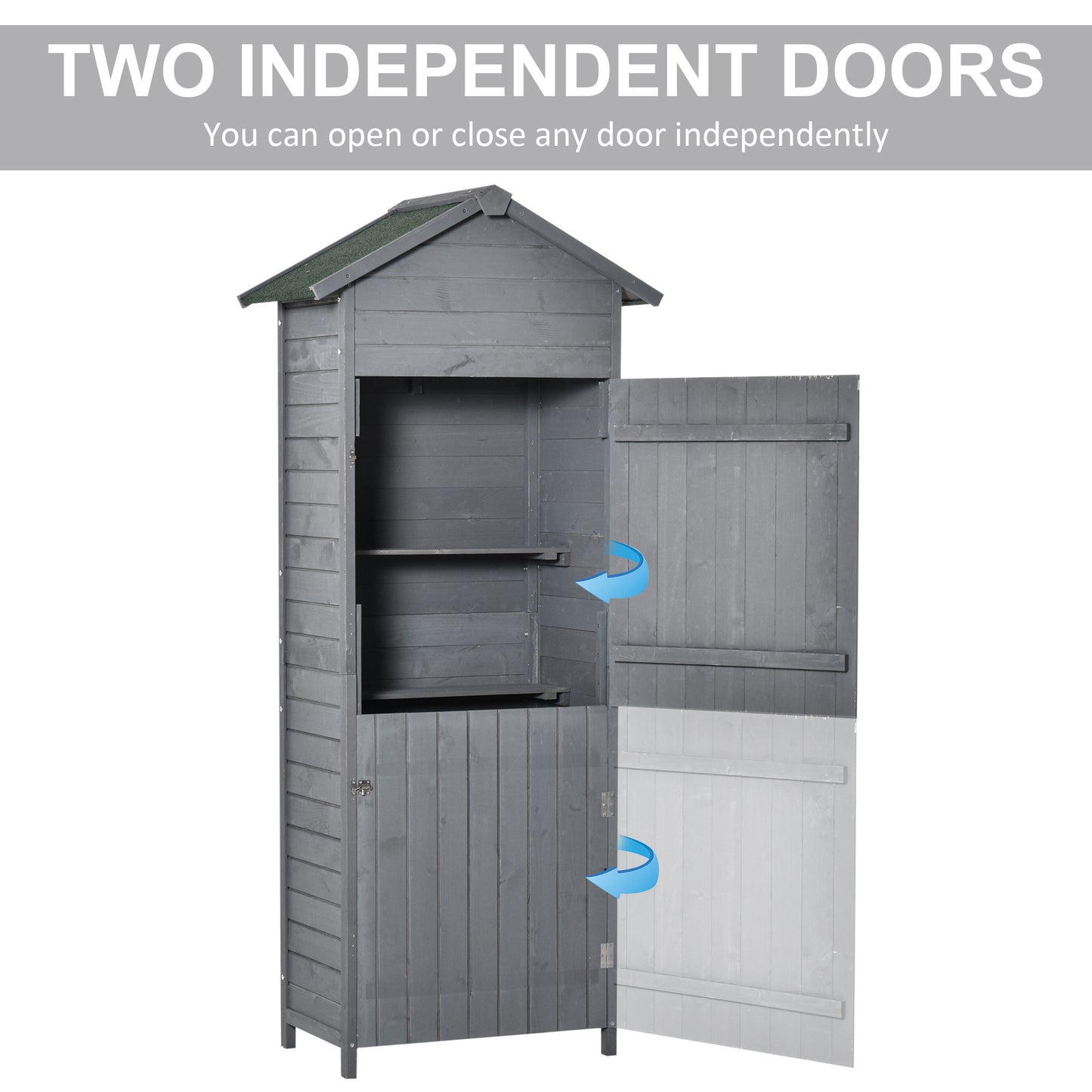 Wooden Garden Storage Shed Utility Gardener Cabinet w/ 3 Shelves