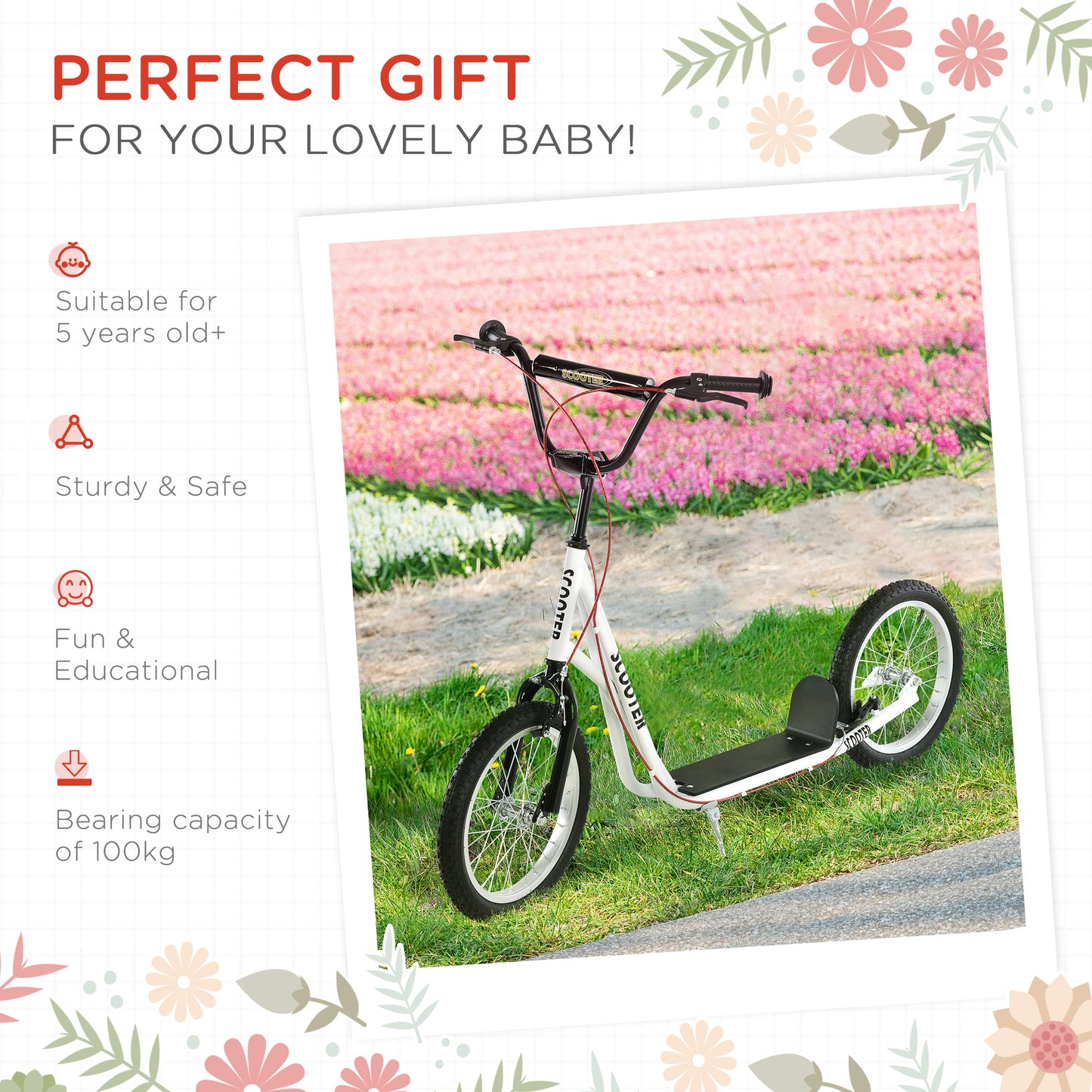 Kick Scooters for Kids with Adjustable Height, Anti-Slip Deck
