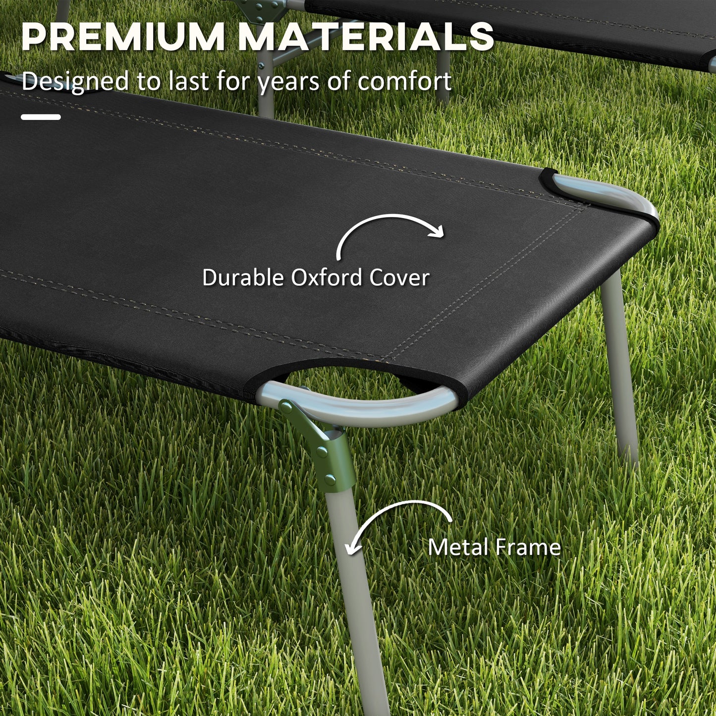 Foldable Sun Lounger Set of 2 with Sun Shade & Adjustable Backrest