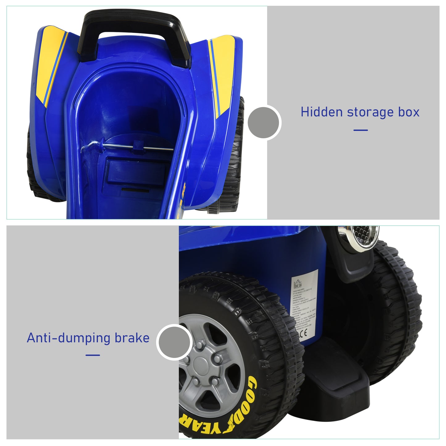 Baby Quad Bike Kids Ride On Car Goodyear Licensed Walker Foot To