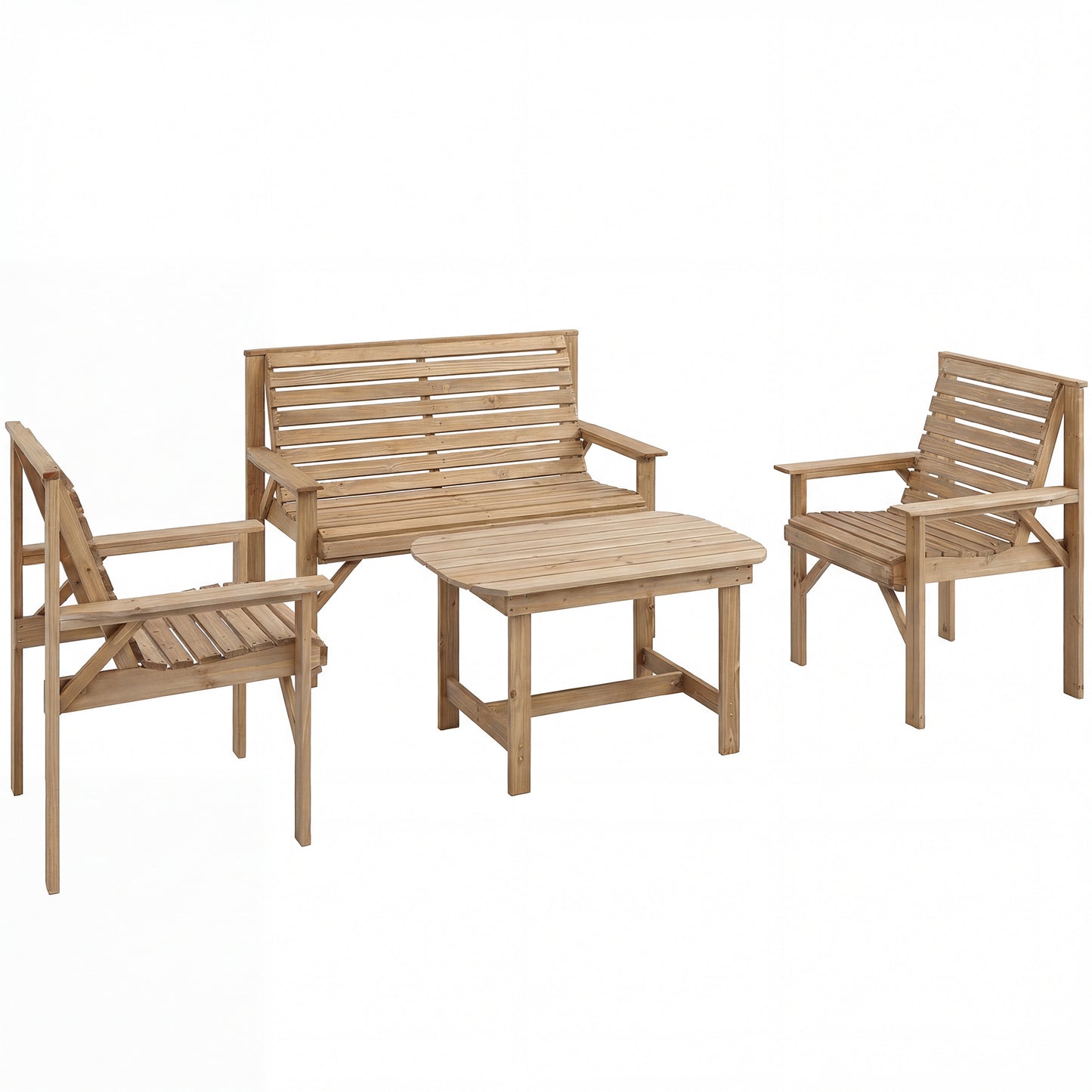 4 Piece Wooden Garden Furniture Set