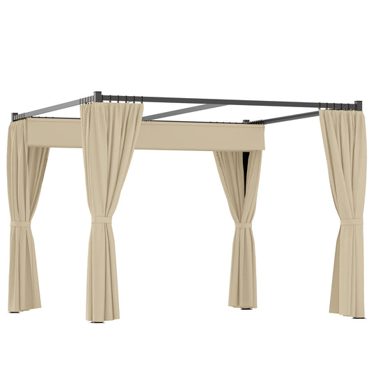 3 x 3m Retractable Roof Pergola, with Curtains