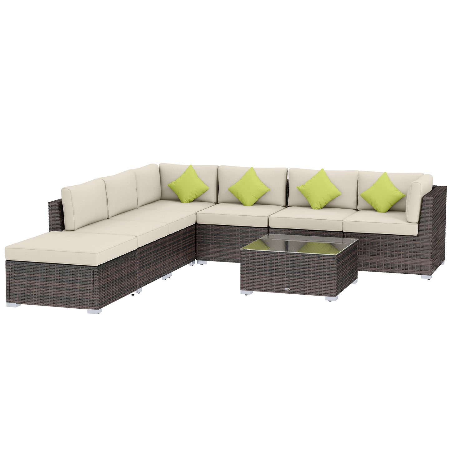 8 Piece Rattan Corner Sofa Set with Wide & Deep Seat