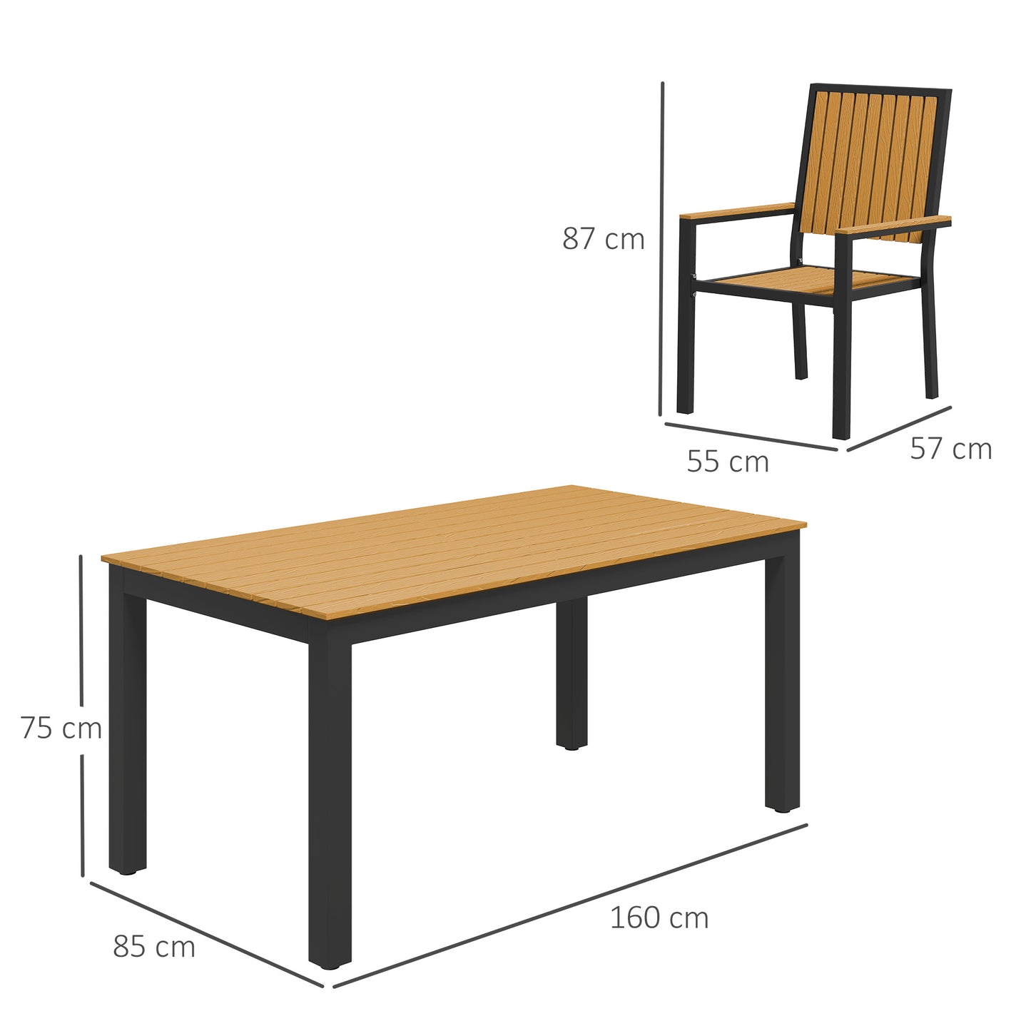 6 Seater Garden Dining Set with Stackable Chairs, Aluminium Frame (1)